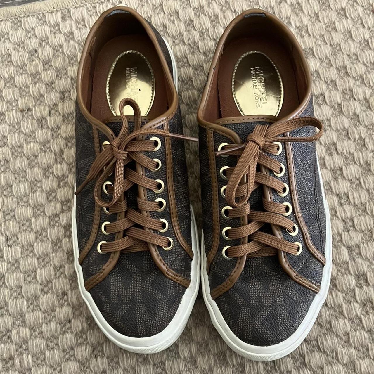 Michael Kors brown women s sneakers Size 7M 37M See. Depop