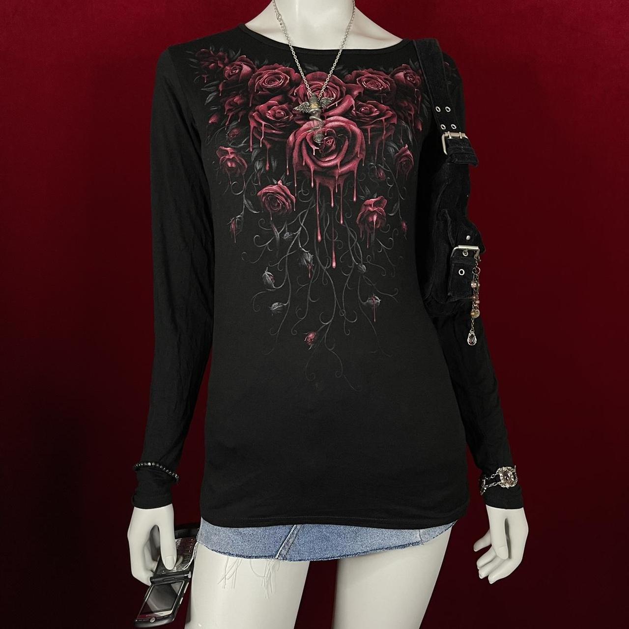 Adorable gothic Spiral direct blood rose longsleeve... - Depop