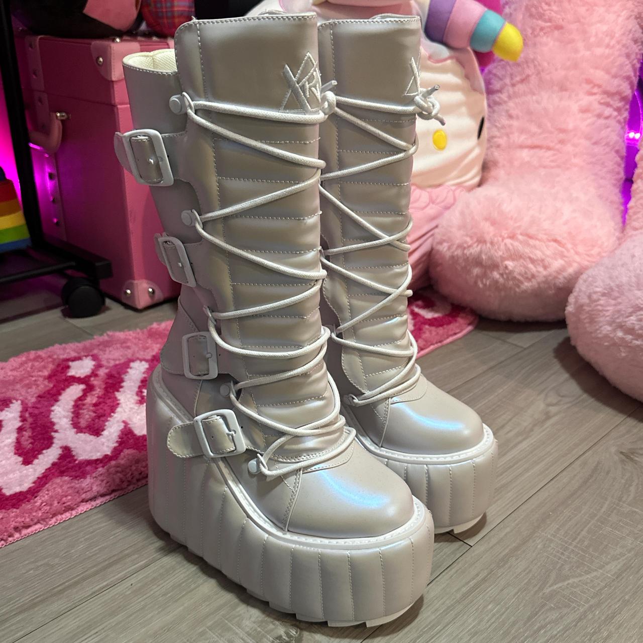 White platform boots from YRU Size 7 (fit 7 &... Depop(01)