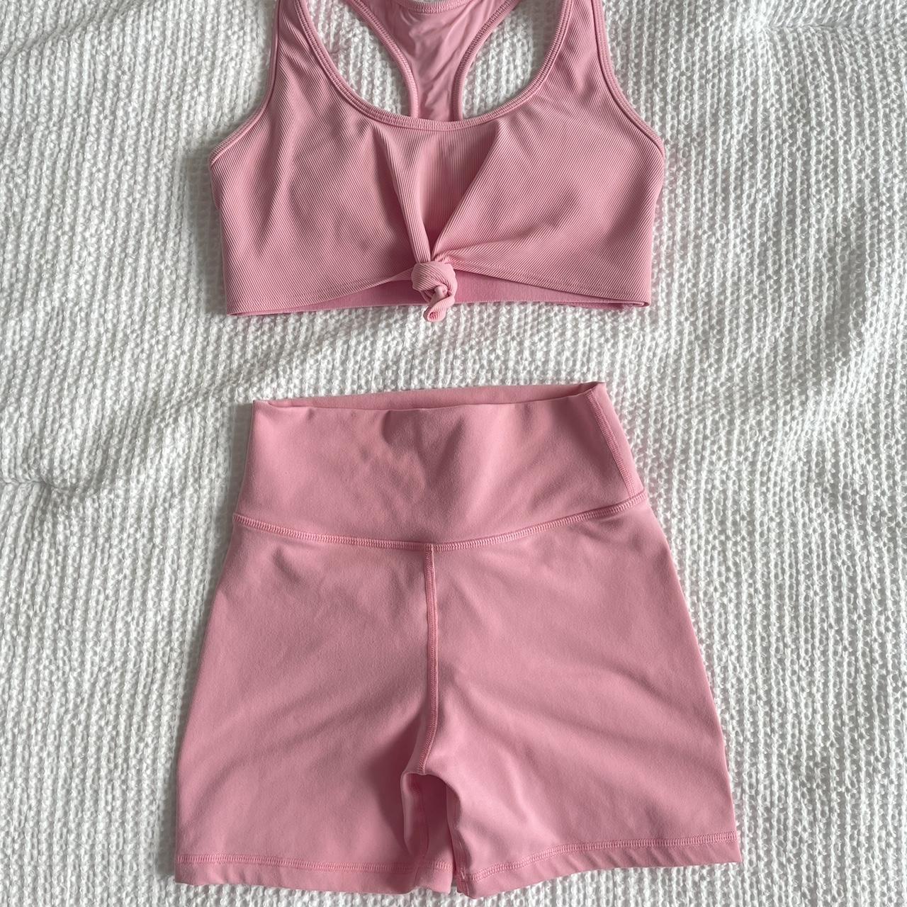 PINK MUSCLE NATION WORKOUT SET Such a cute pink... Depop