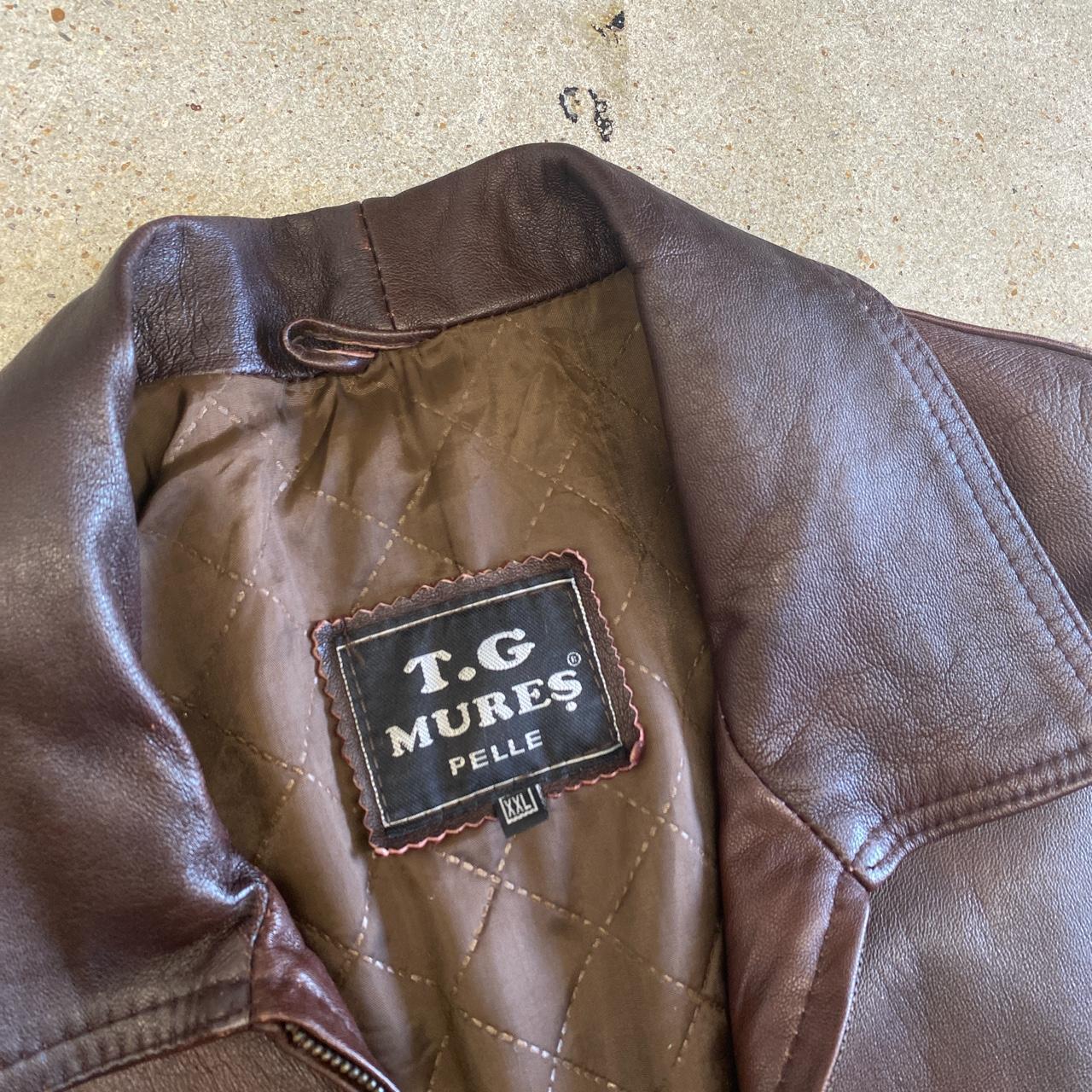 Vintage brown leather jacket Brand TG MURES... Depop