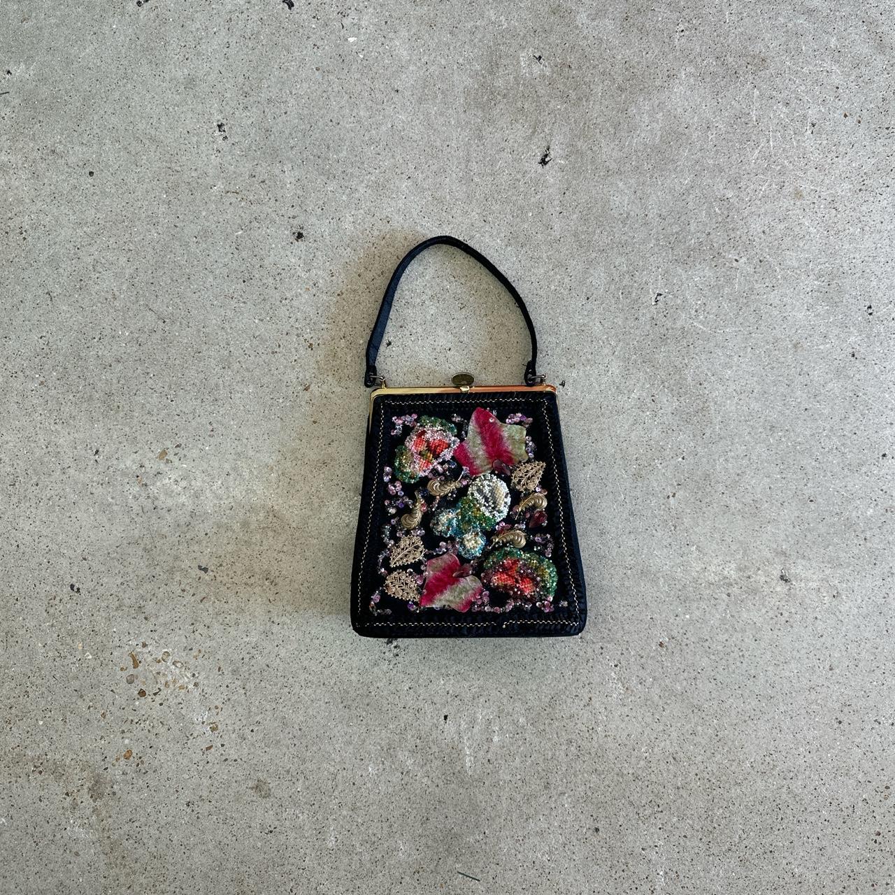 Vintage Black Beaded Bag brand Spilene 9 x 8 x Depop