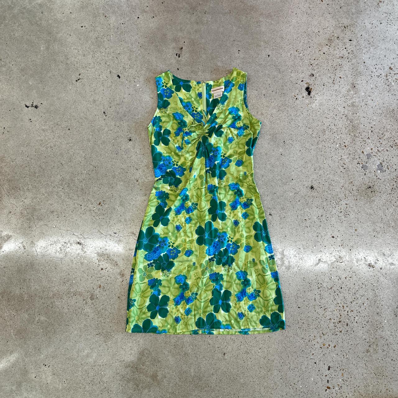 Vintage 1990s on sale Floral Print Sleeveless Cotton Dress