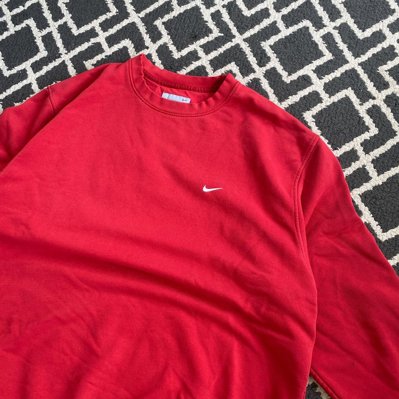 Older Nike Crew Neck Nice Red with some fade too... - Depop