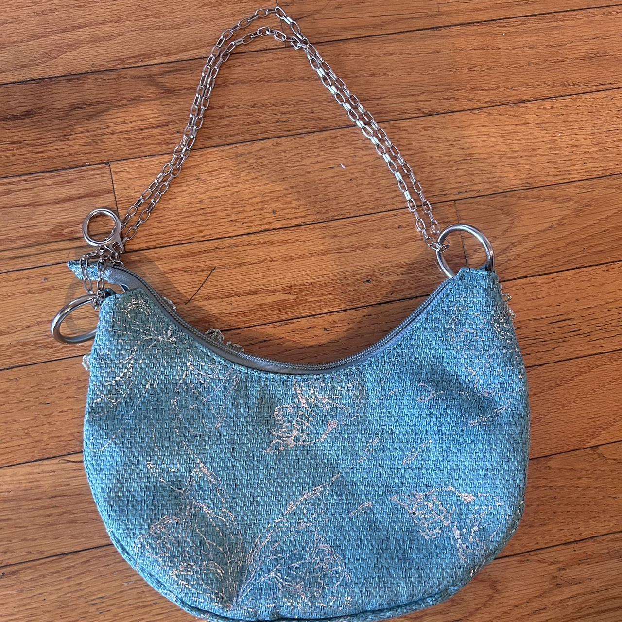 Super cute blue detailed purse with peacock feathers - Depop