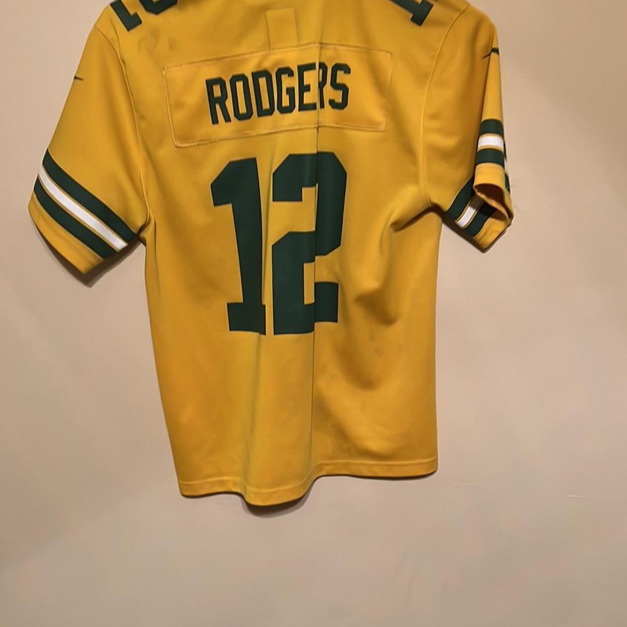 Nike Green Bay Packers Aaron Rodgers #12 NFL Jersey Men Large V-Neck White  Green