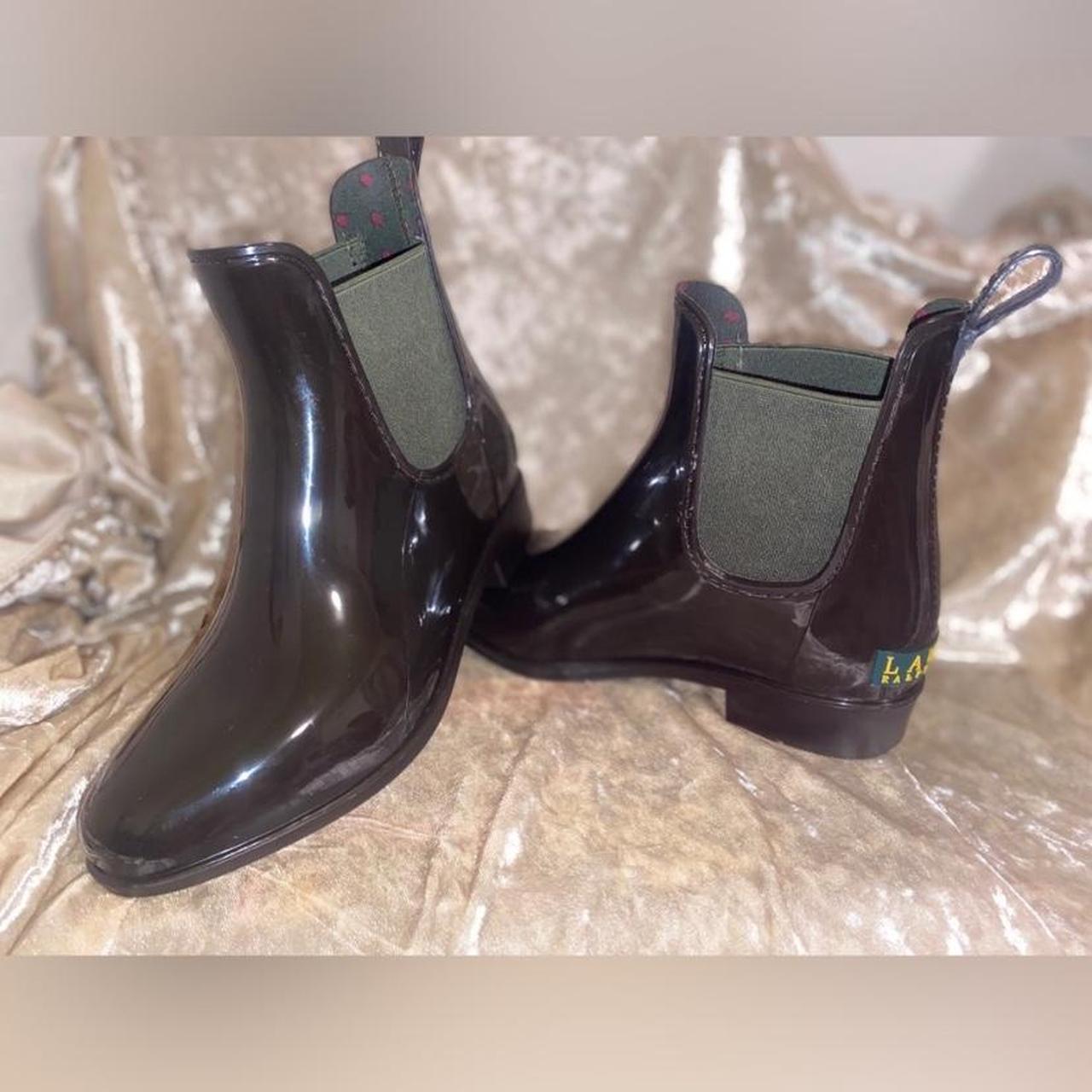 Lauren Ralph Lauren brown green ankle rain boots for