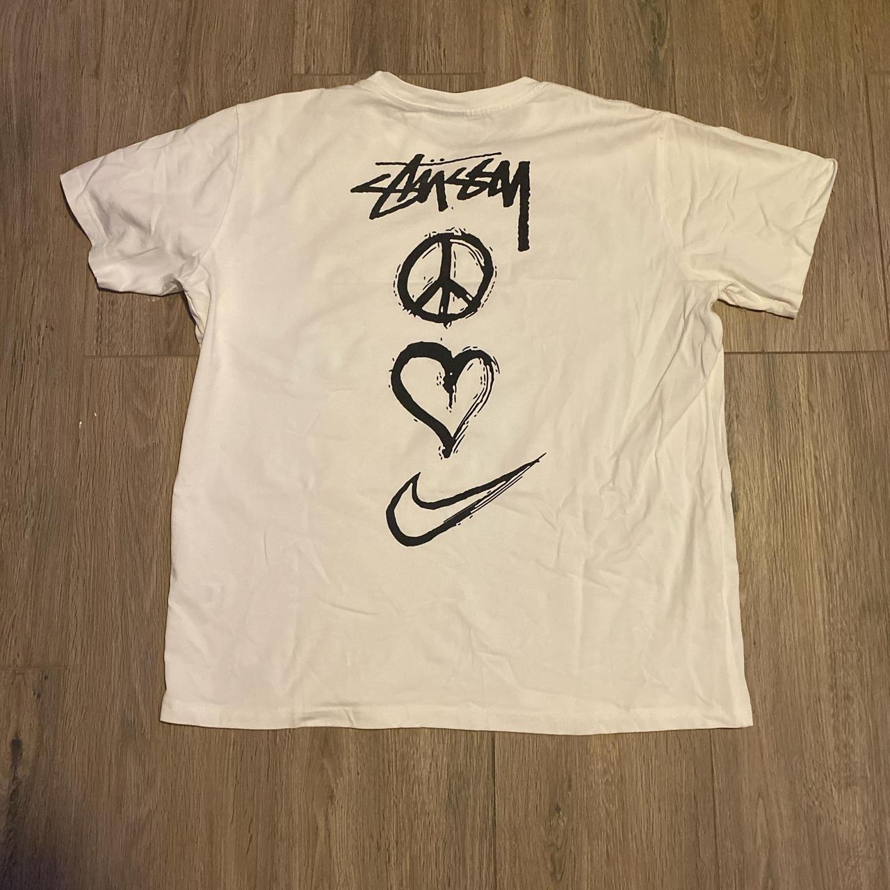 Nike x Stussy peace love, Swoosh T shirt Size M Worn | Depop Nike x Stussy peace love, Swoosh T shirt Size M Worn | Depop