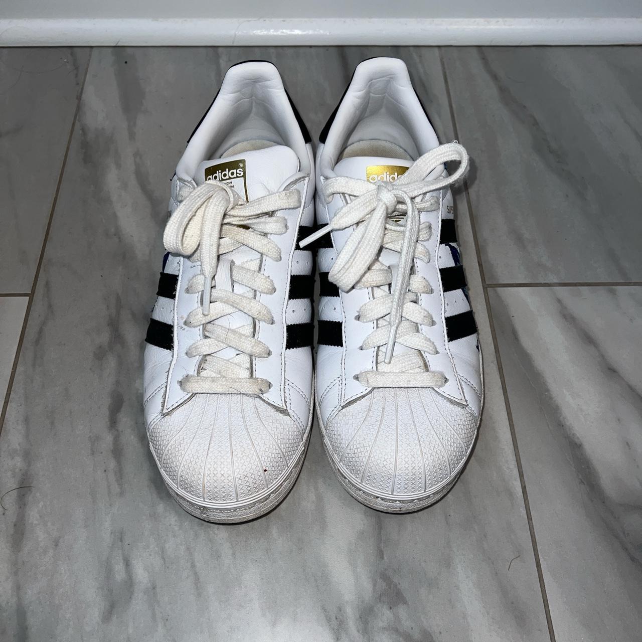 US Women’s Size 8.5 White adidas susperstar... - Depop