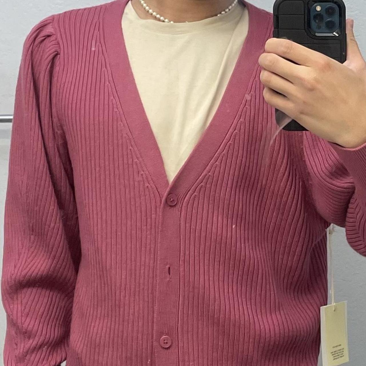 Dark Pink Aritzia Ribbed Cardigan Size L with... Depop