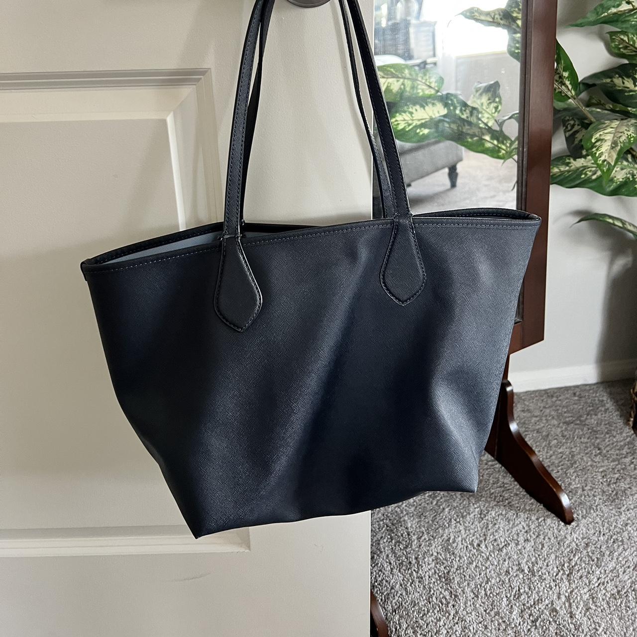 Navy Blue Voyager Large Saffiano Leather Tote Bag. - Depop