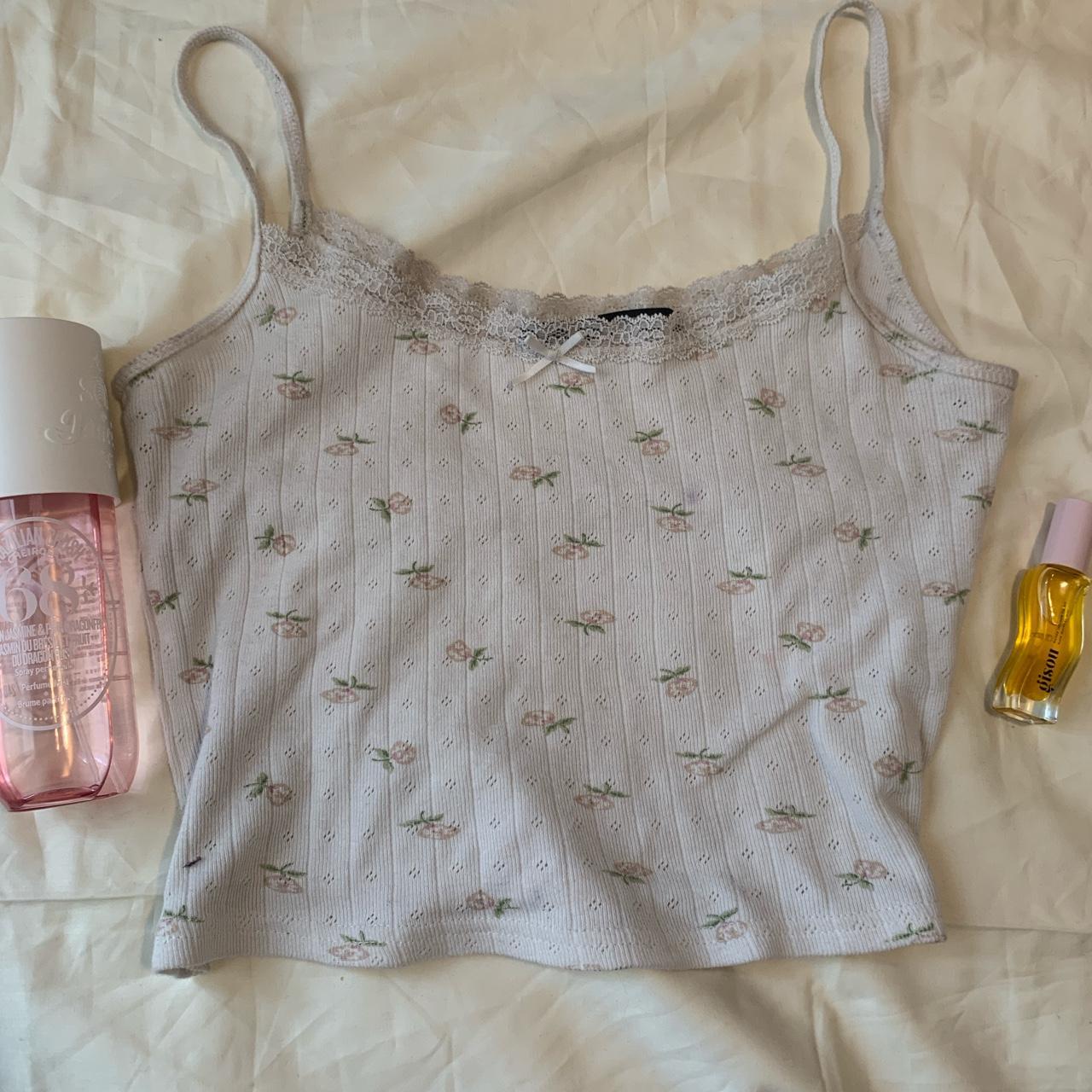 BRANDY MELVILLE ROSE PINK LACE COQUETTE TANK