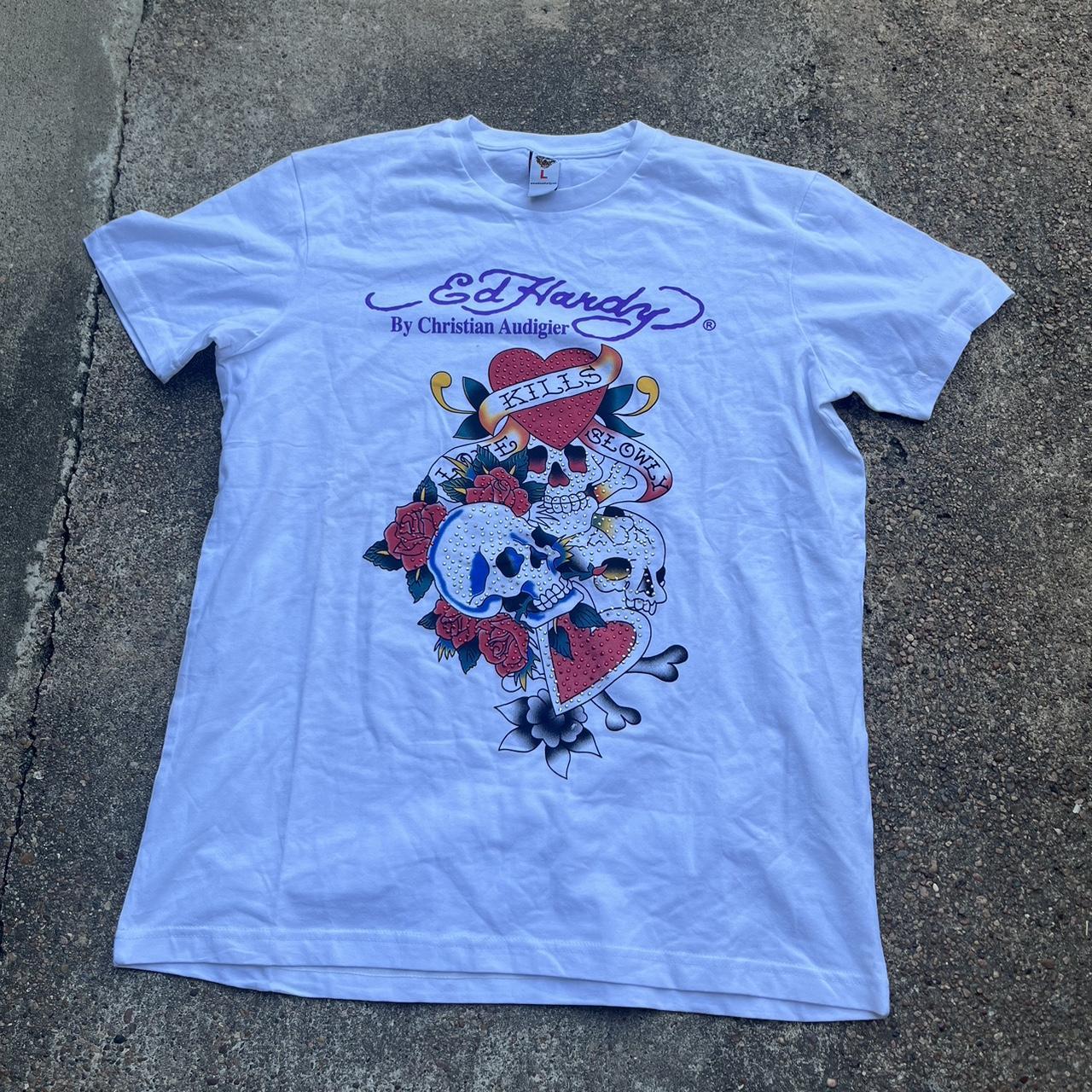 Ed Hardy Shirt MEASUREMENTS PIT TO PIT: 21 LENGTH: 28 - Depop