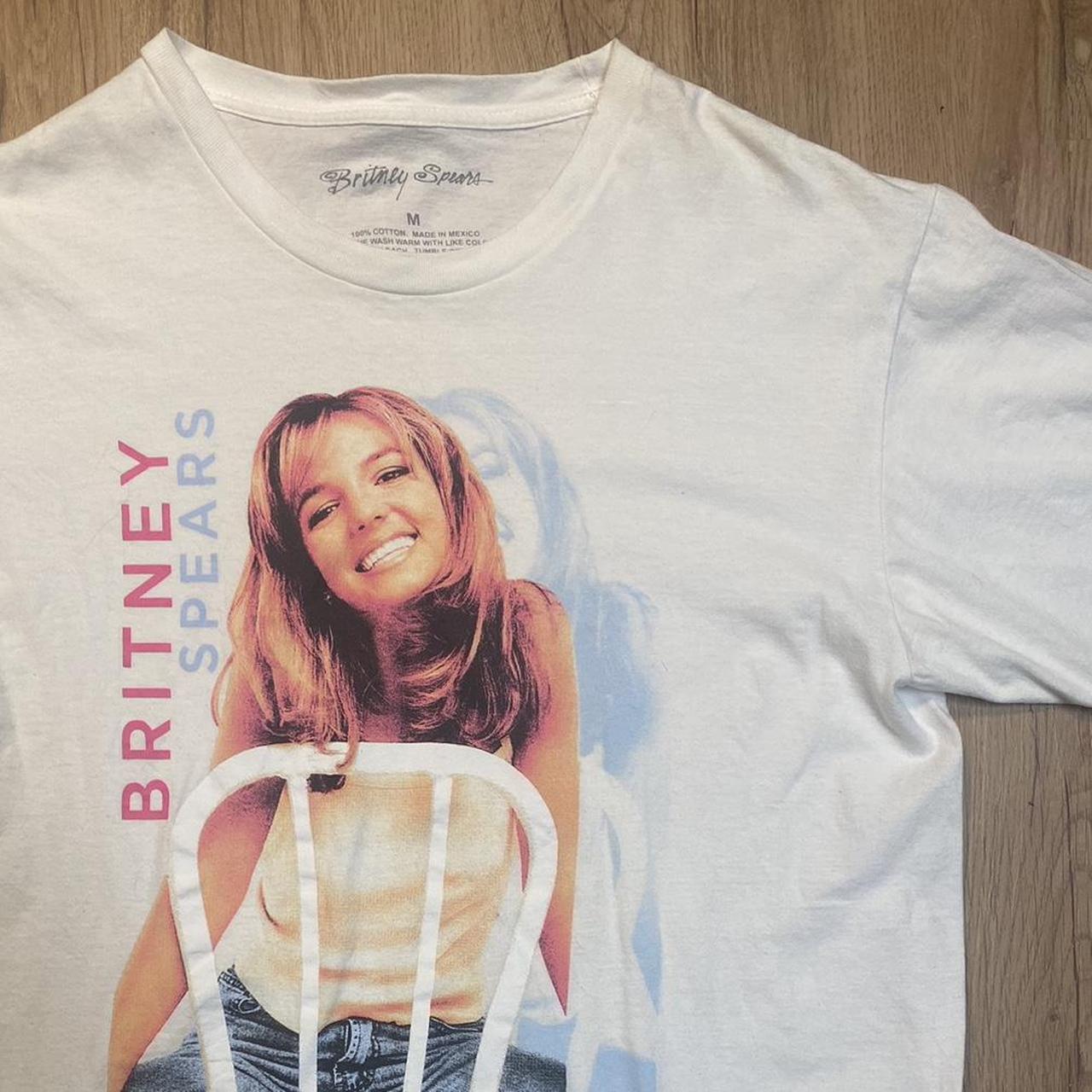 britney spears white one-sided graphic tee tshirt... - Depop