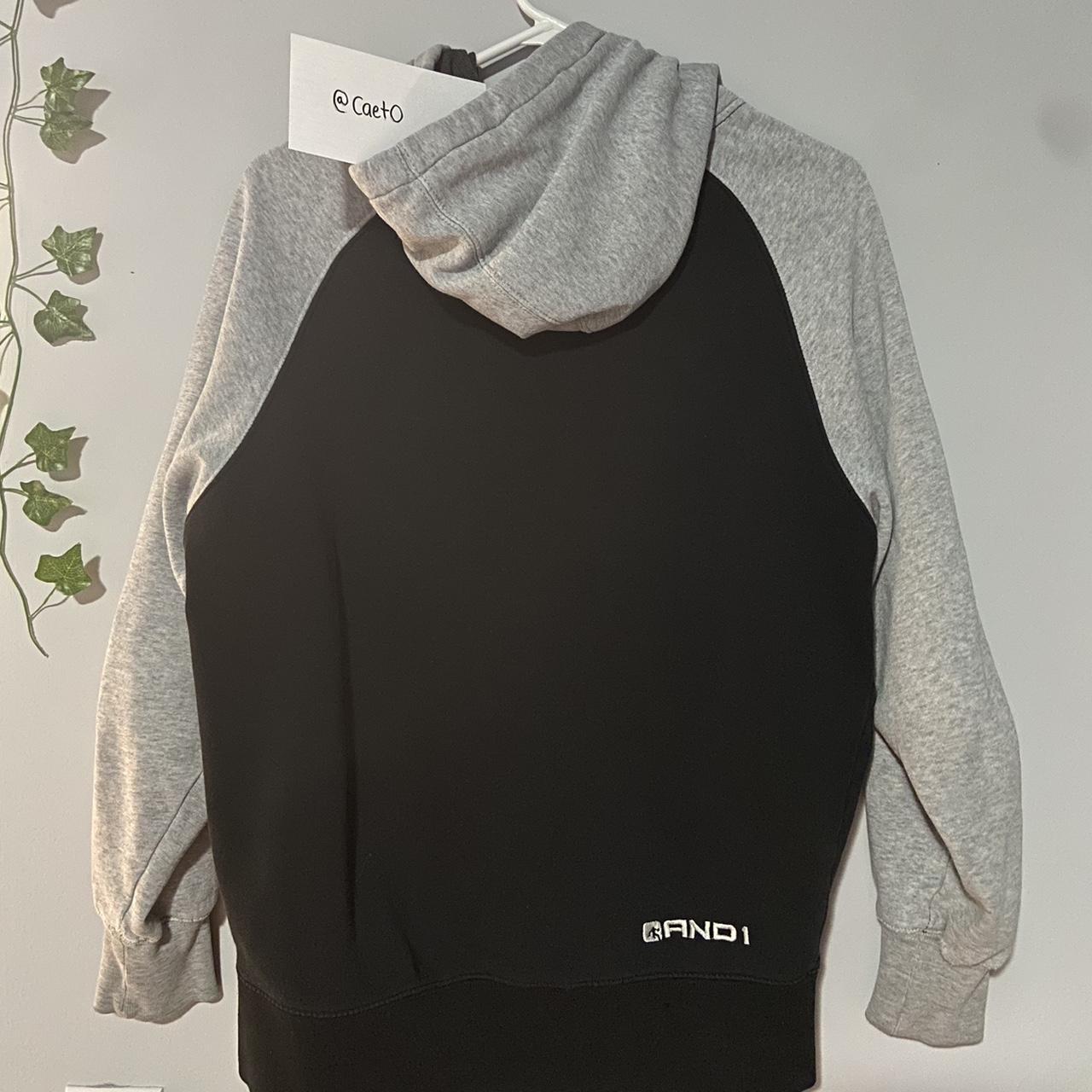 large black and grey zip up jacket (ZIPPER PART IS... Depop