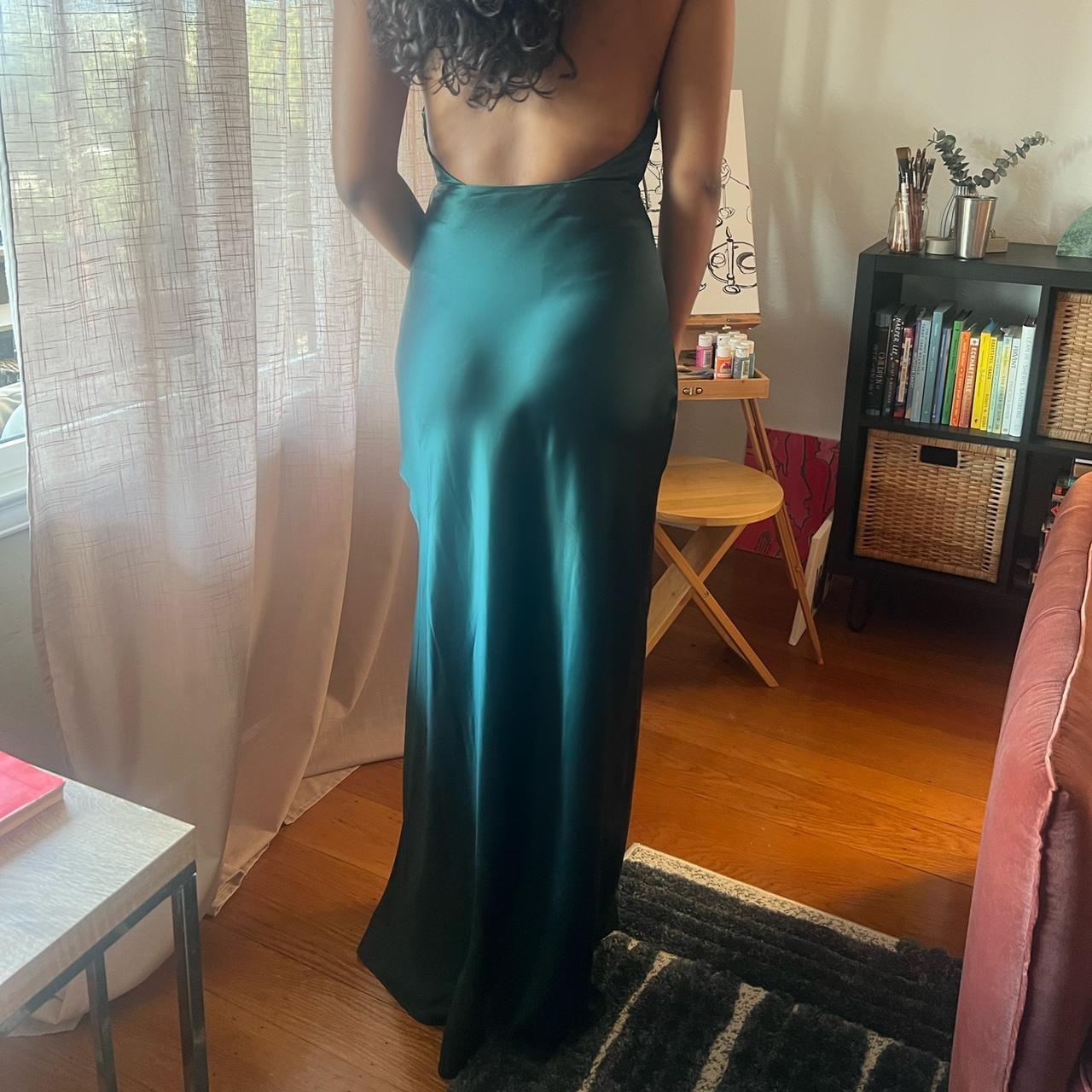 Nicholas Ambra halter neck gown in Forest Green Size - Depop