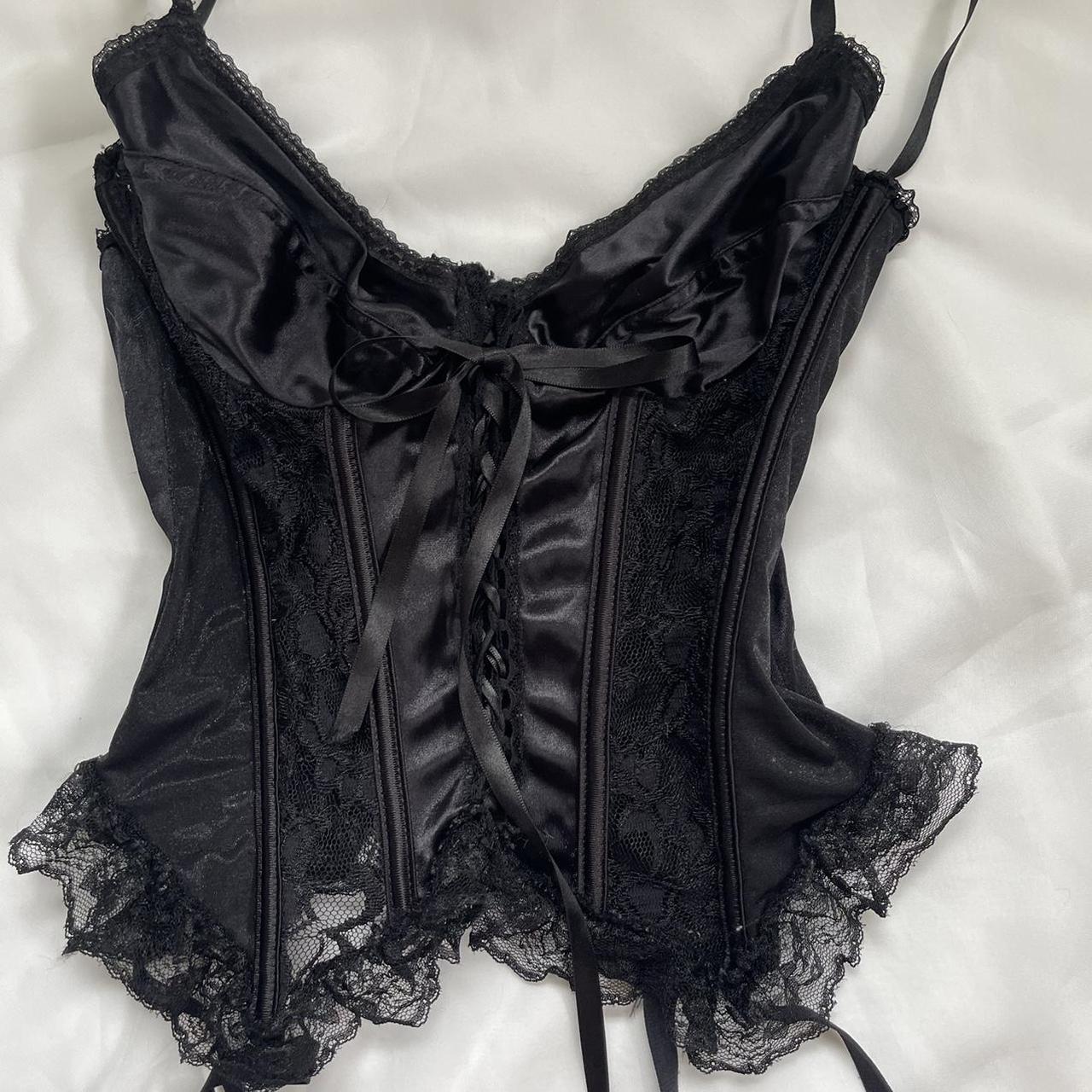 Goth Lace Corset Top ♡Size: Small ♡Beautiful black... - Depop