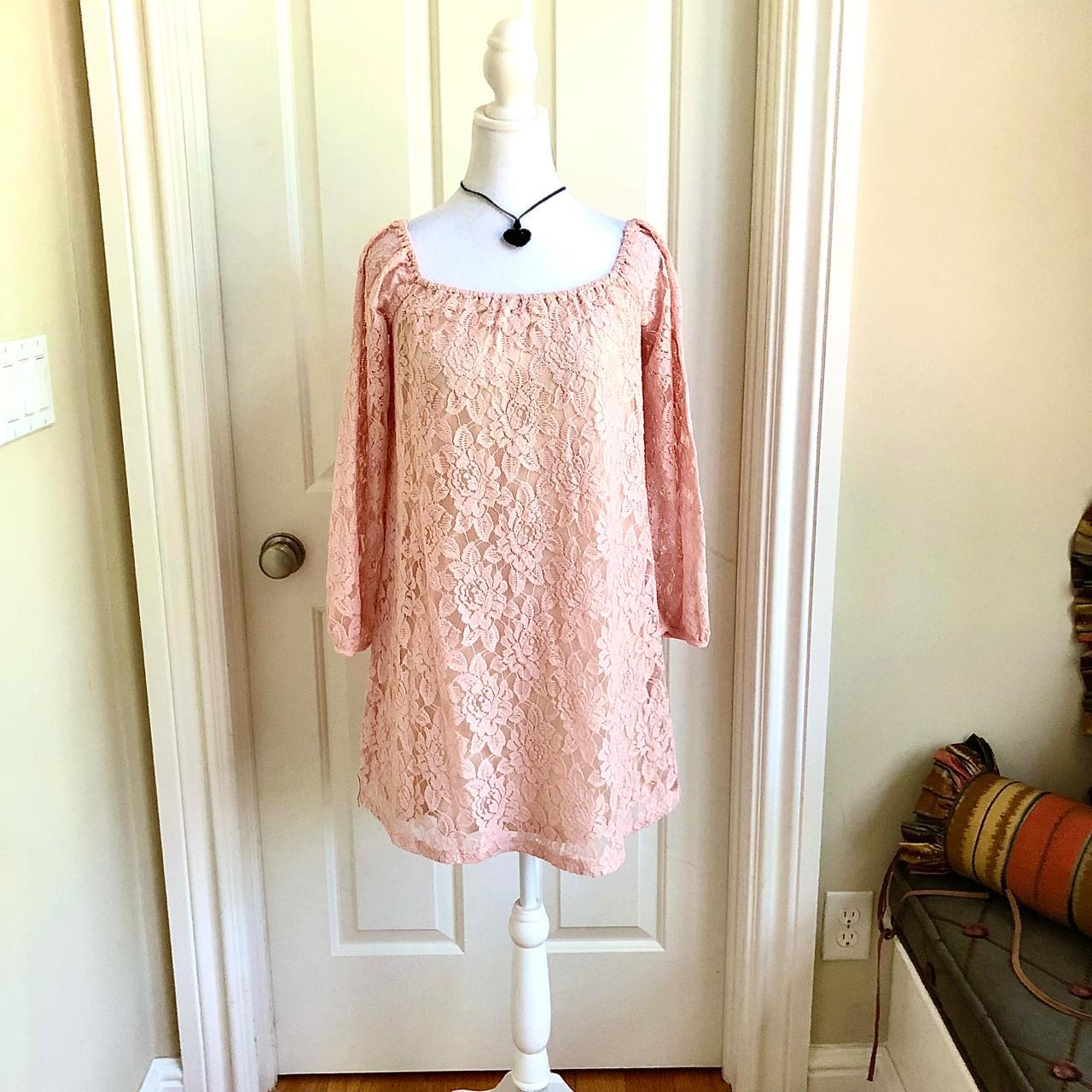 Free Press Light Pink Mesh Lace Long Sleeve On/Off...