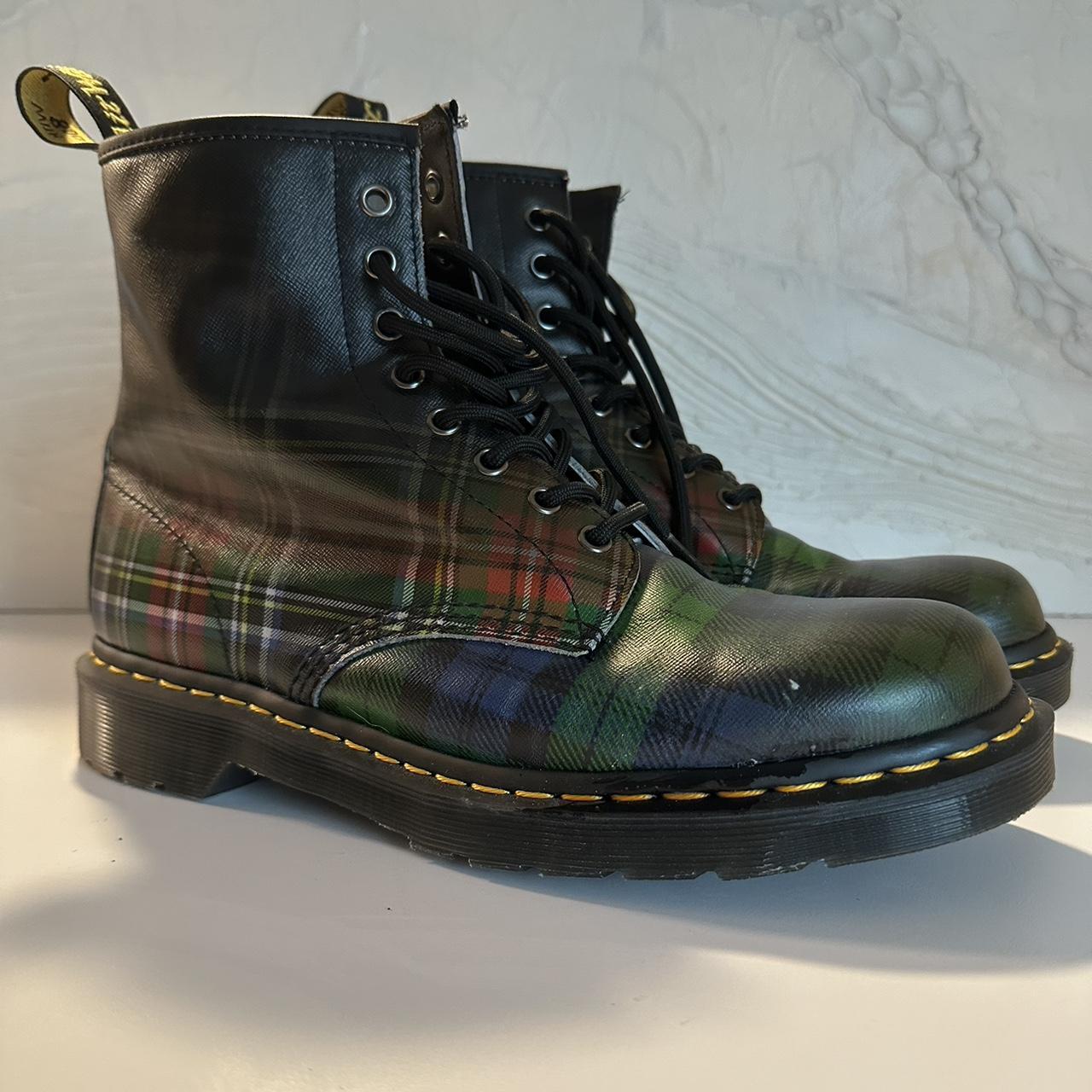 Dr Marten 1460 Tartan Plaid Lace Boot Size 11... - Depop