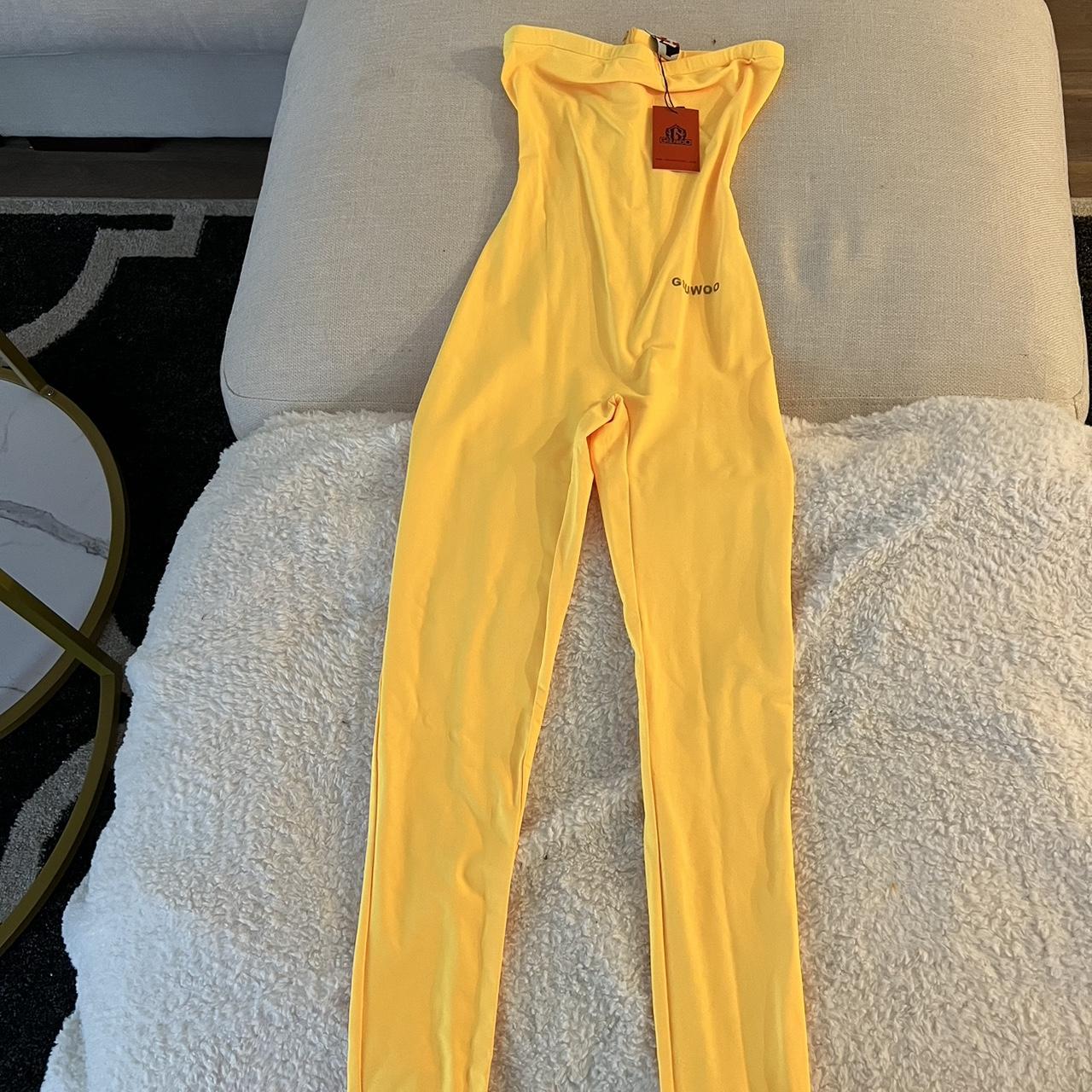 Yellow GSUWOO strapless jumpsuit Depop