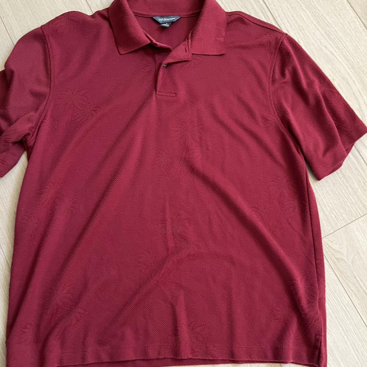 Croft & Barrow Red Palm Tree Polo - Depop