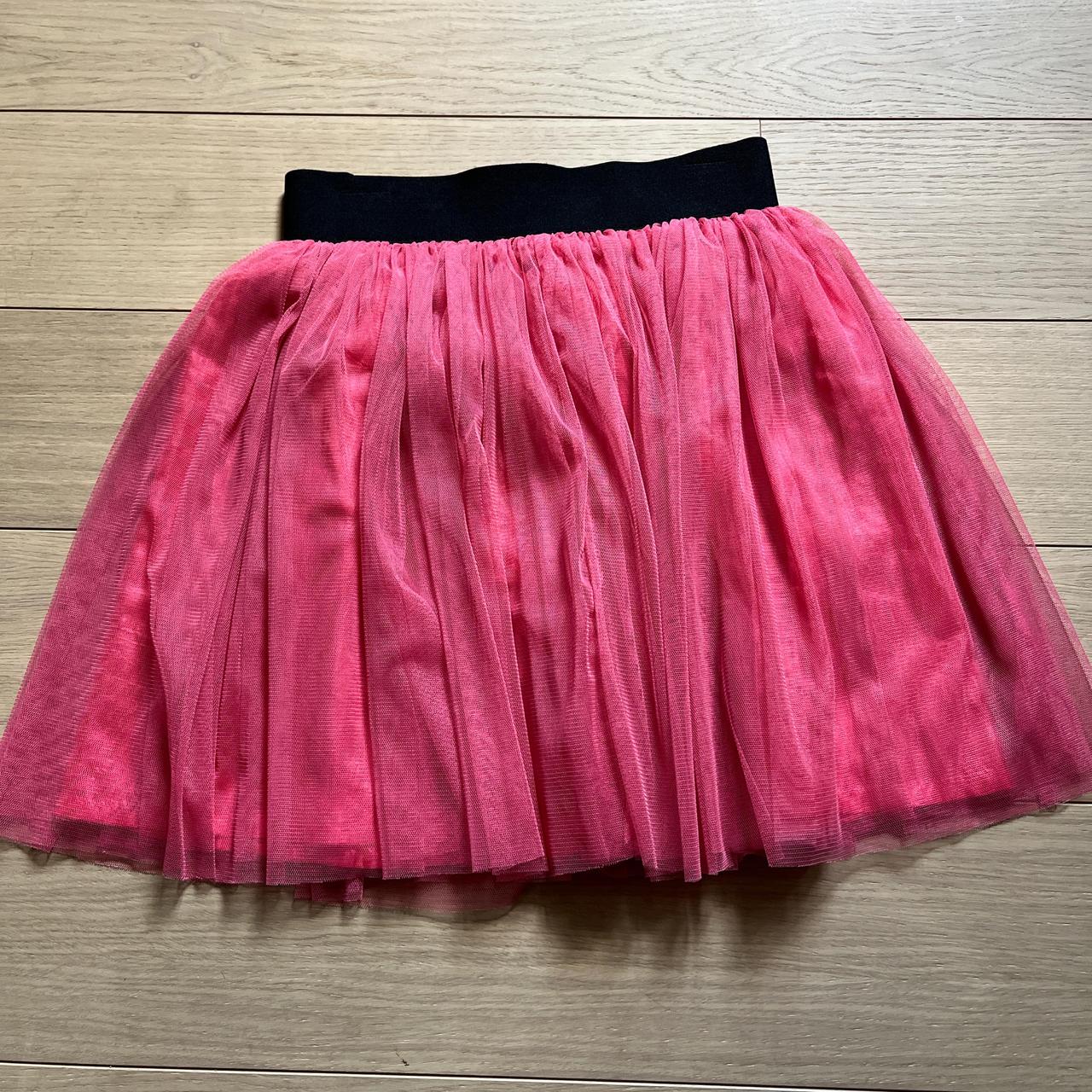 Hot pink tulle skirt with black and elasticated