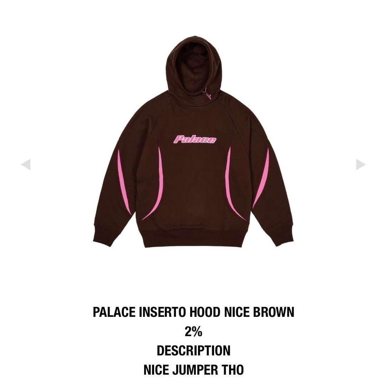 Palace inserto hoodie brown and pink new with | Depop