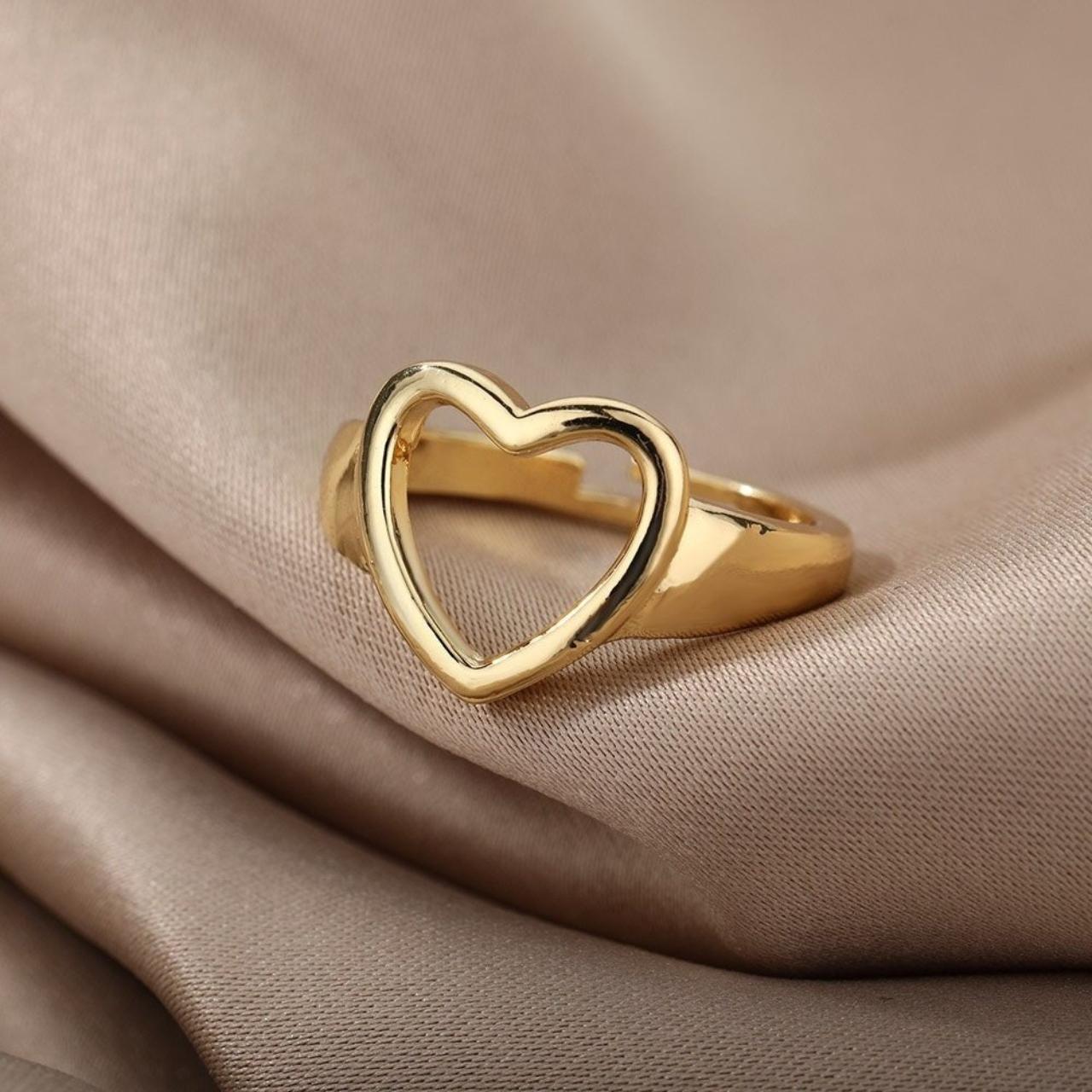 ♥ Gold Plated Handmade Big Hollow Heart Ring ♥ ☆ D... - Depop