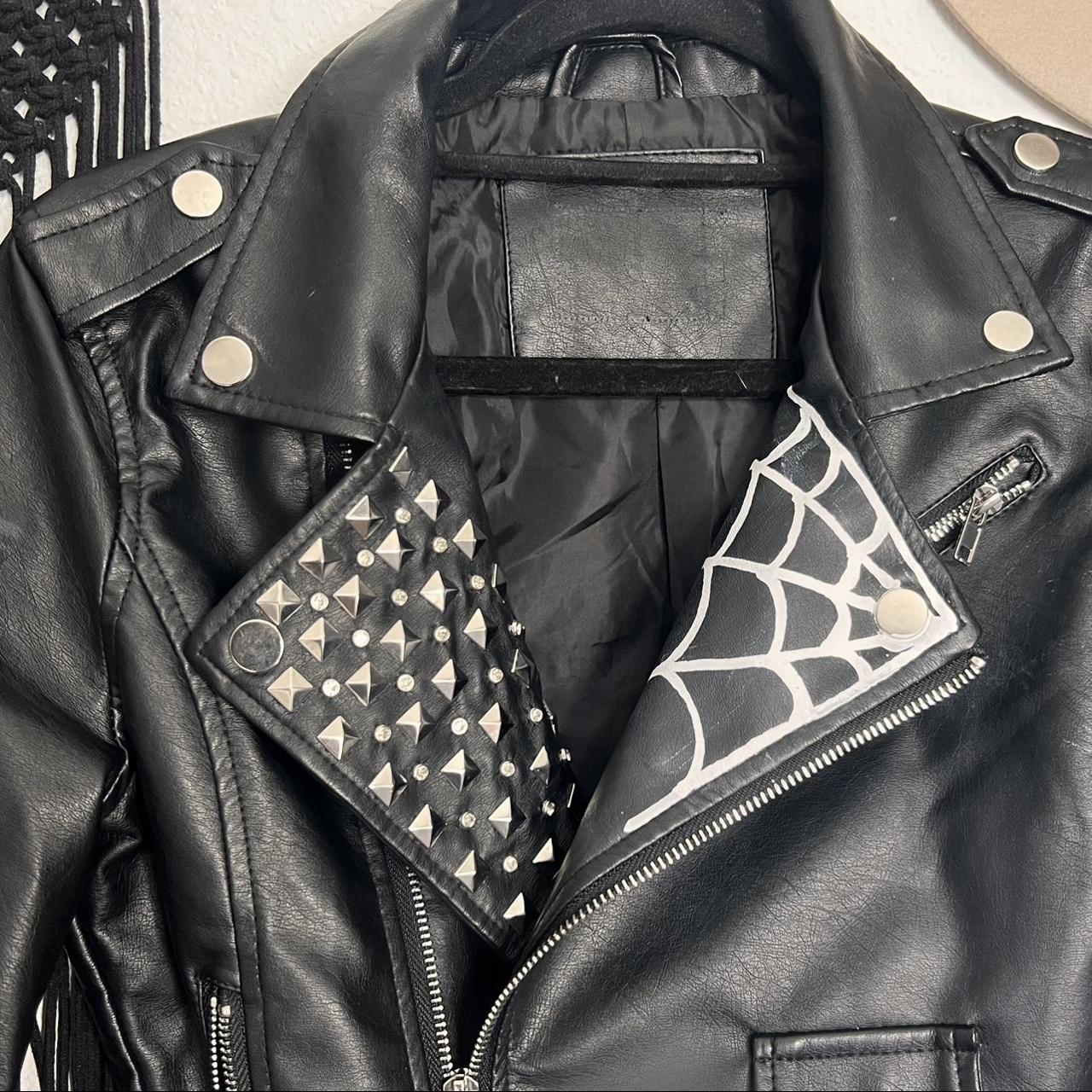 Blank NYC Embroidered and Studded Leather Jacket - - Depop