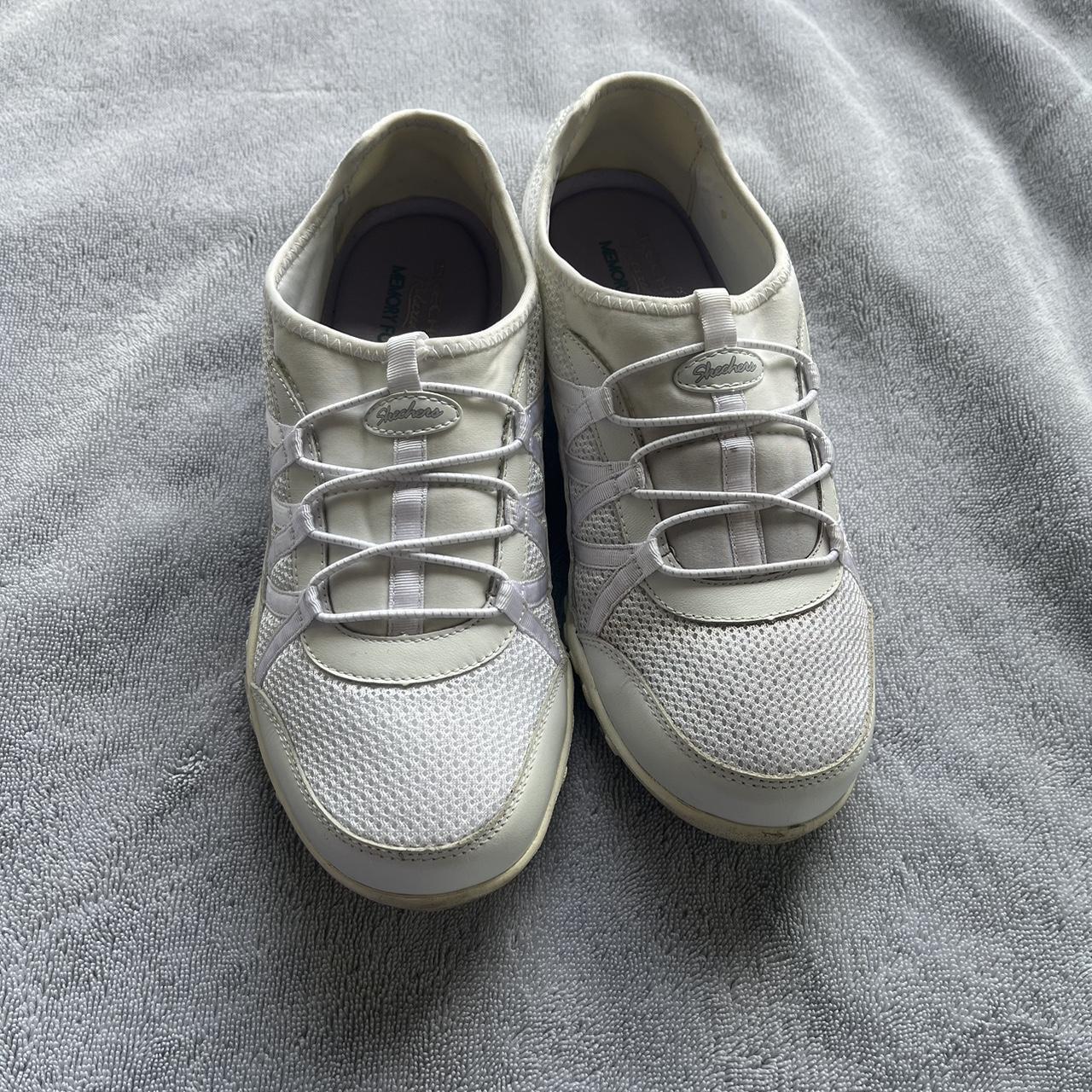 Skechers white Air-Cooled Memory Foam Relaxed Fit... - Depop