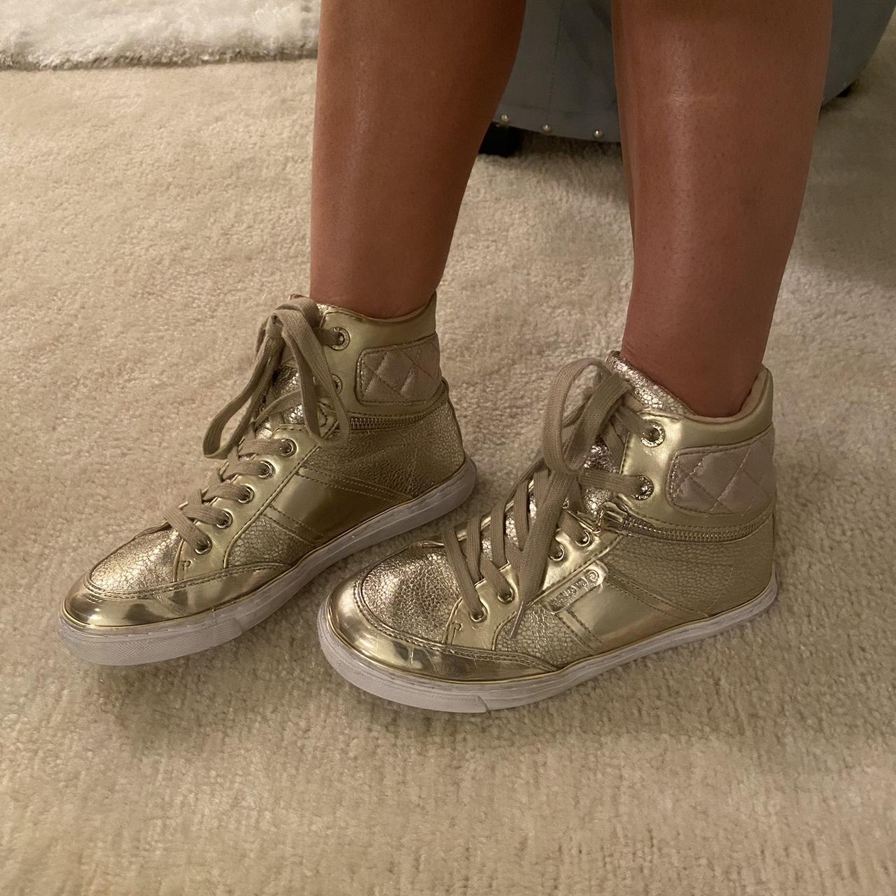 Fashion G by Guess high top sneakers, faux leather,... - Depop