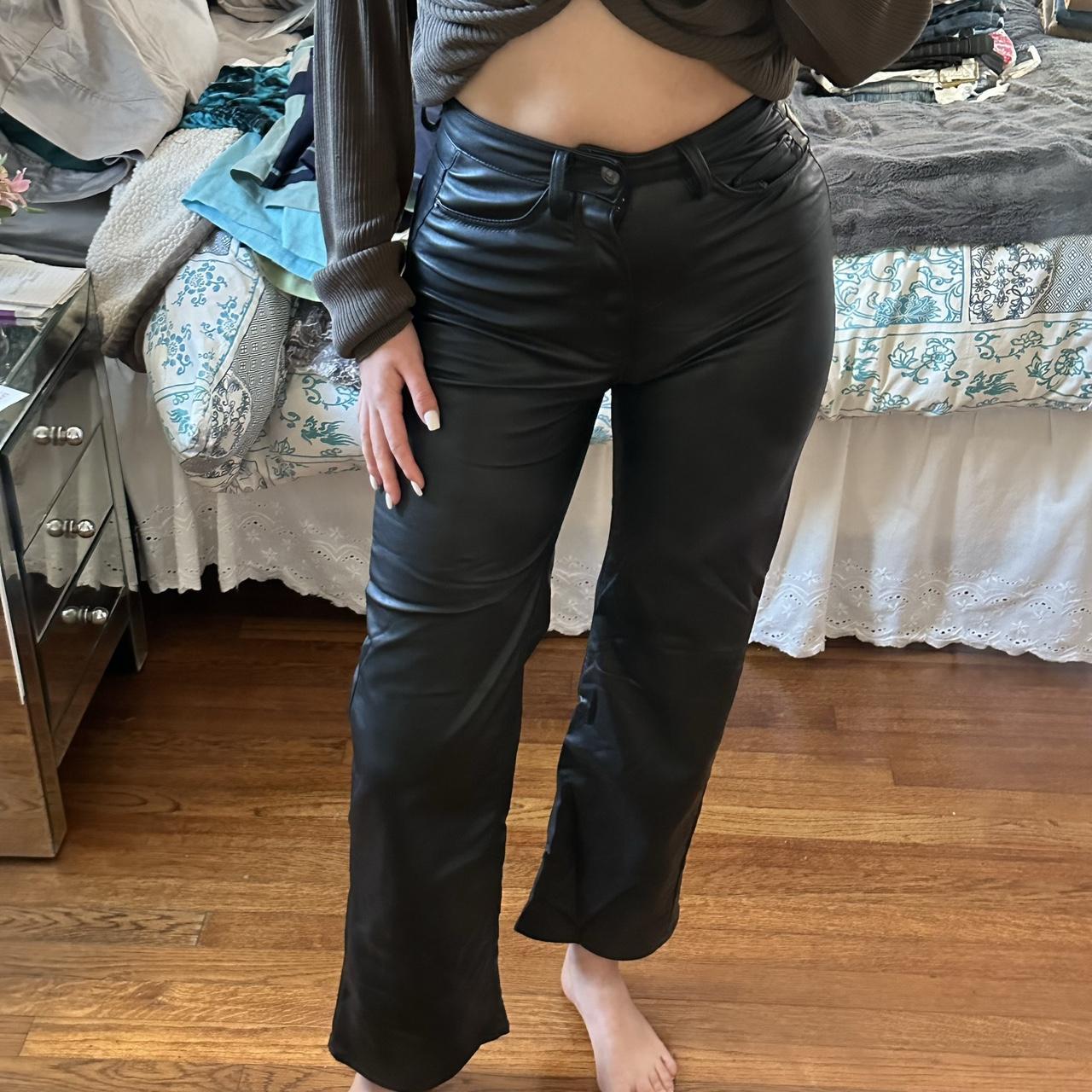 Leather look 2024 trousers h&m