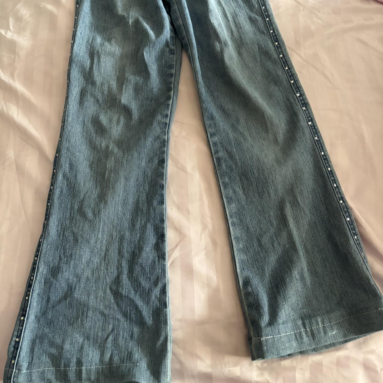 Rare Limited too bedazzled angel flare jeans Y2K... - Depop