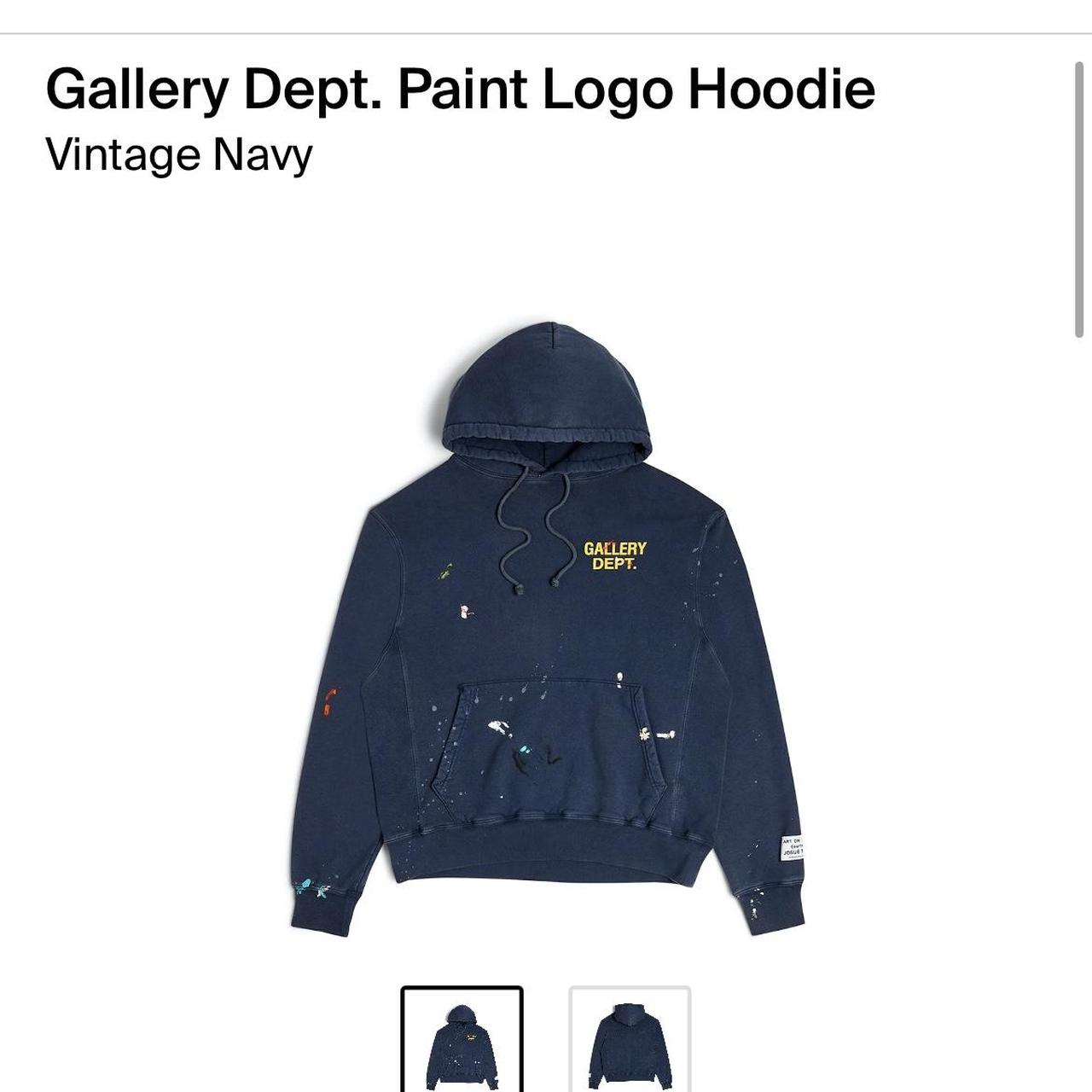 73cm 袖丈GALLERY DEPT． Paint Logo Hoodie Navy - パーカー