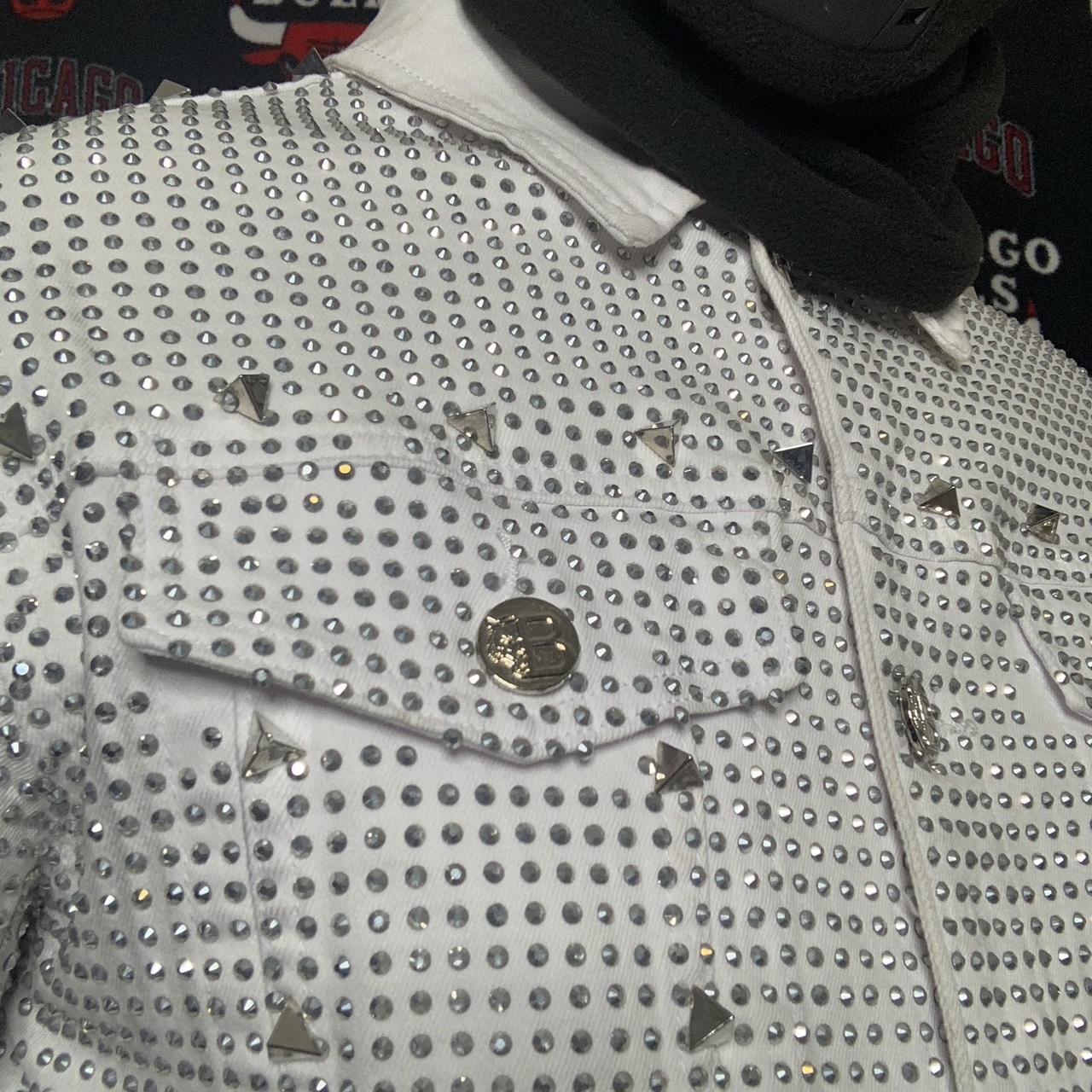 Barocco Men's Fully Loaded Crystal Spiked Jean Jacket