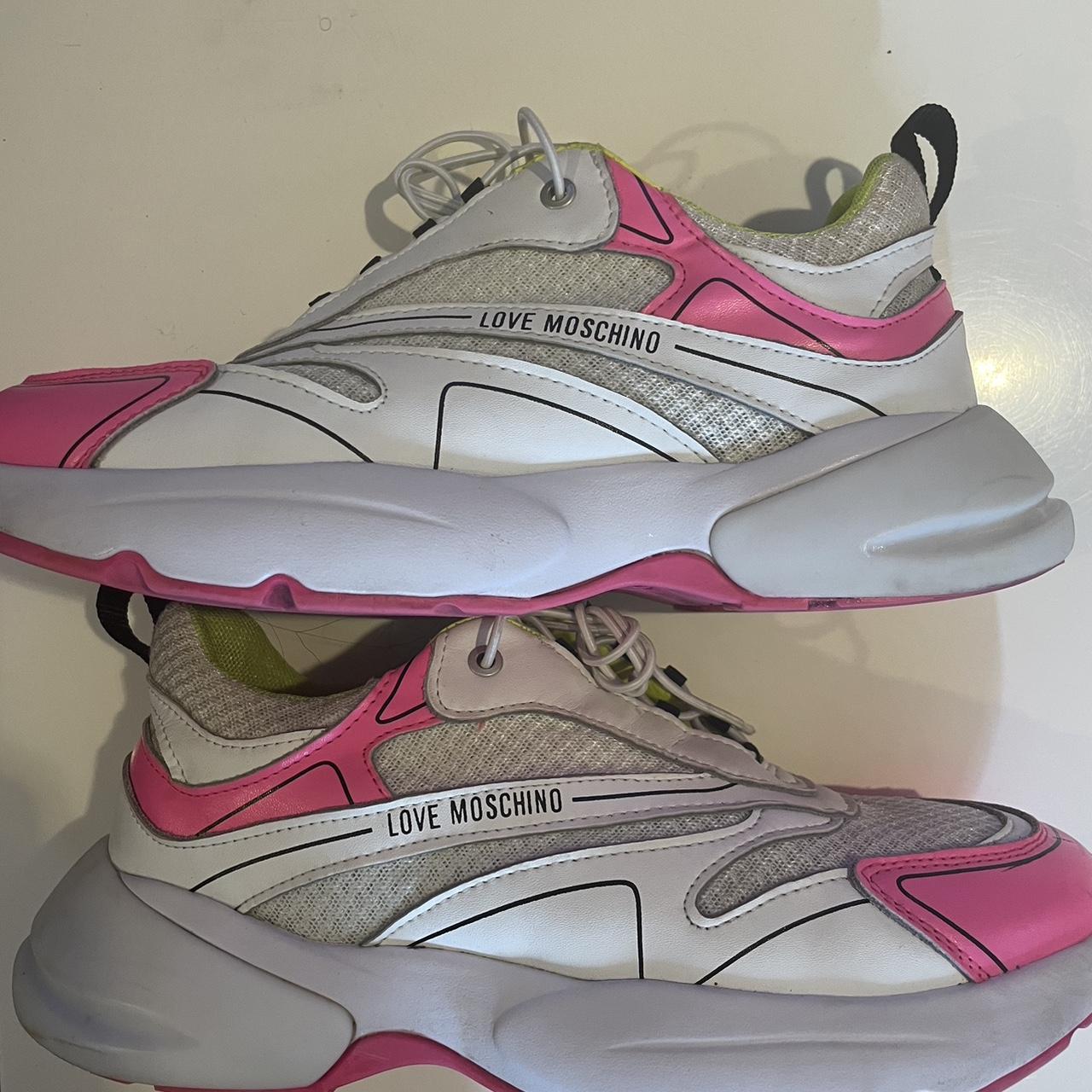 Pink and white Love Moschino trainers #Moschino