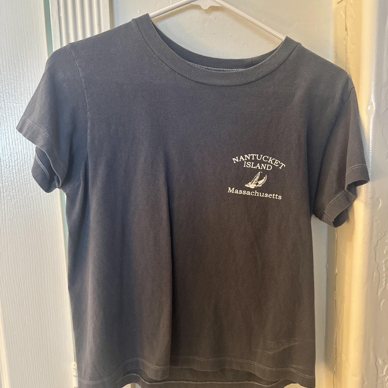 Brandy Melville white ribbed baby tee with V cut-out - Depop