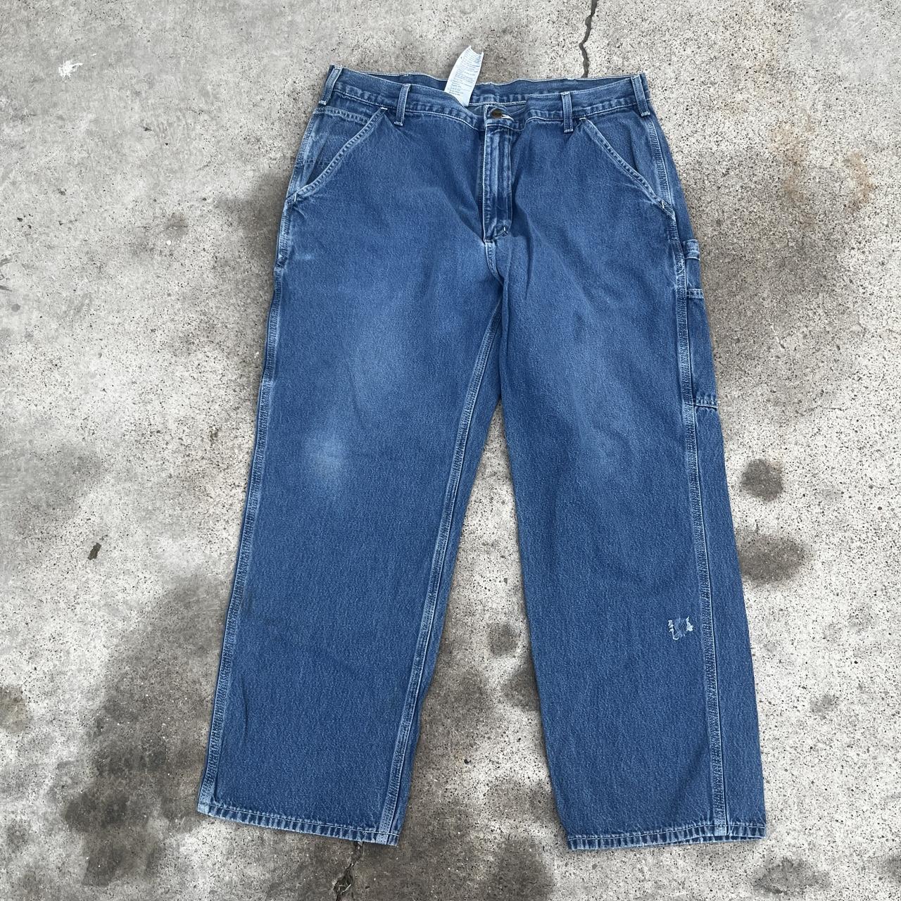 Carhartt leather patch pants size... - Depop