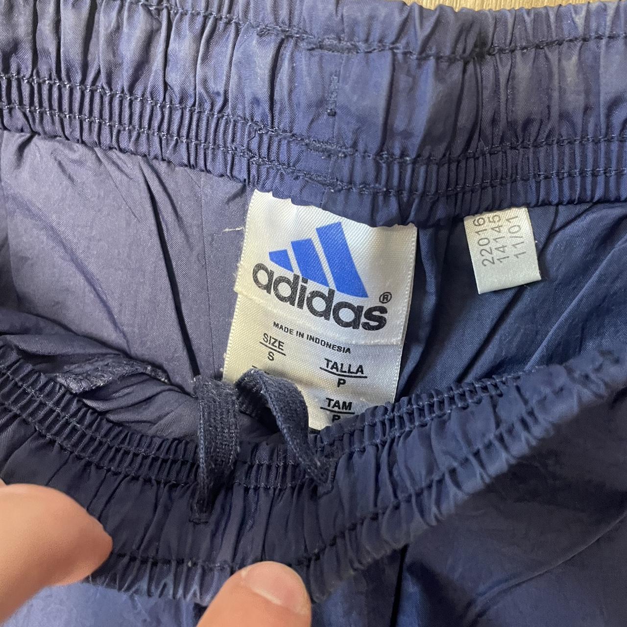 Vintage 90s Blue striped adidas nylon track pants - Depop