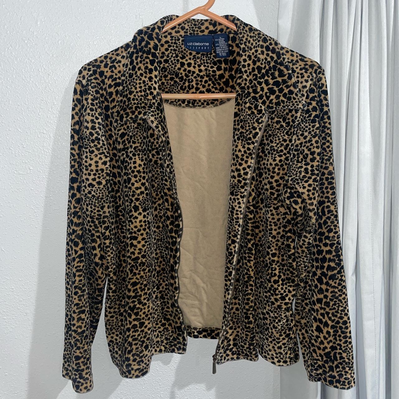 Liz Claiborne Women's Black and Tan Jacket | Depop