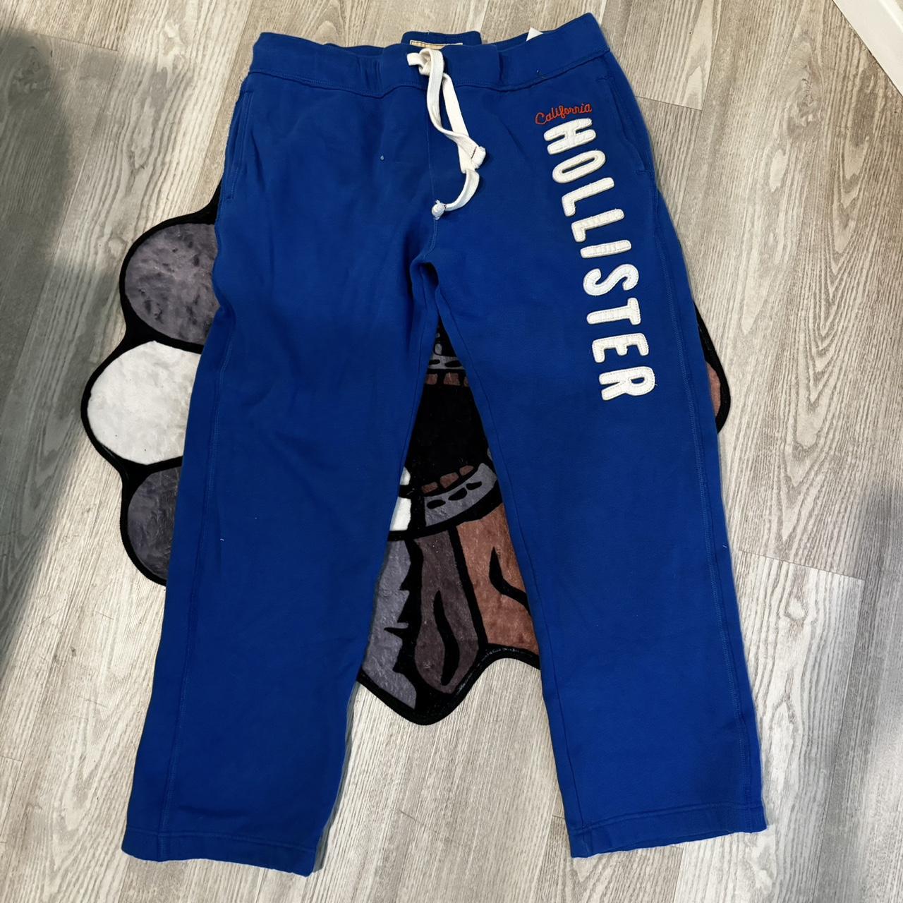 Vintage blue hollister wide leg sweat pants, very... Depop