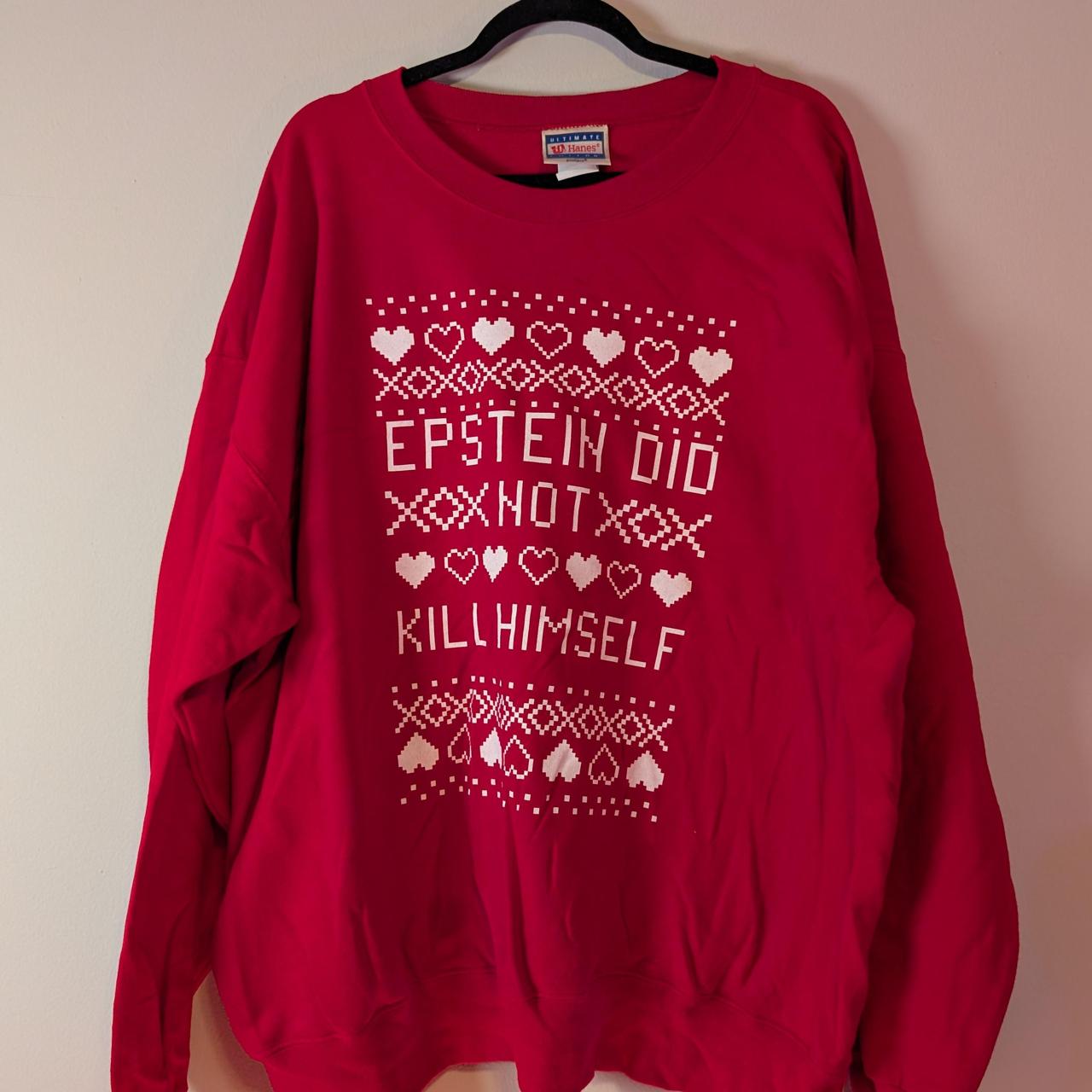 Hanes Men's Sweatshirt - White/Red - XL – Red and… - image 1