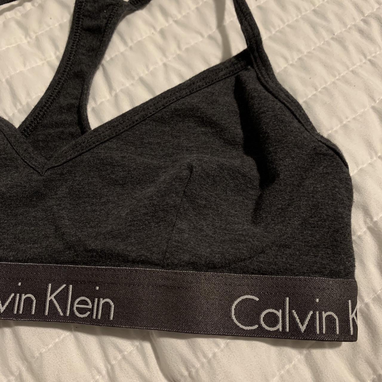 Calvin Klein Grey Bra Bralette Size Medium WITHOUT - Depop