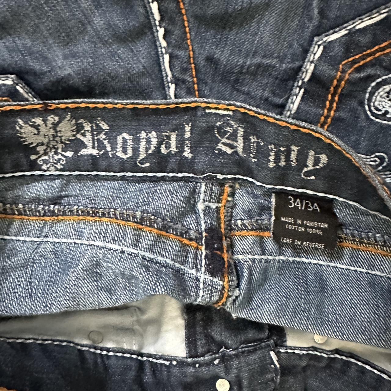 RARE ROYAL ARMY JEANS WITH EMBROIDERED BACK POCKET - Depop