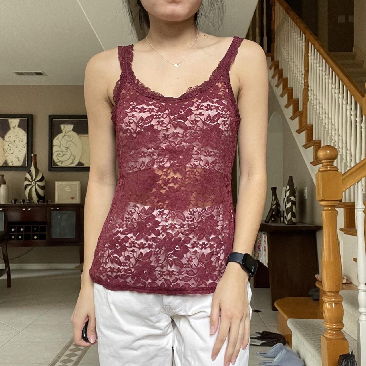 burgundy lace tank top