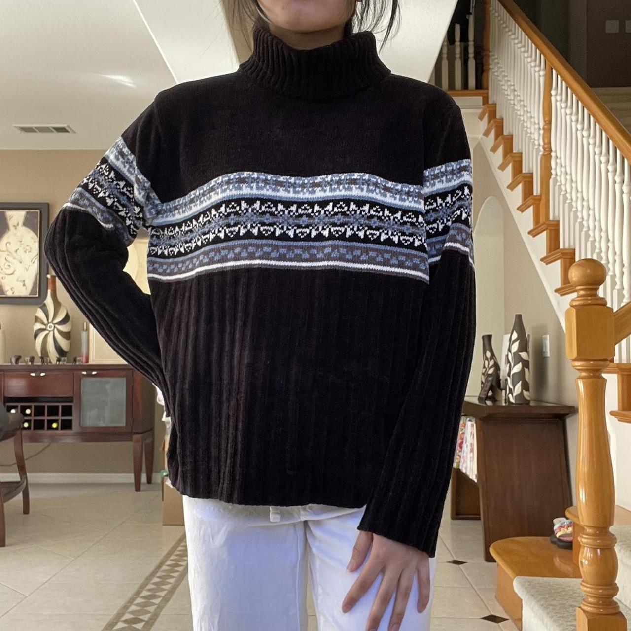 Style & Co Women's Sweater - Brown/Blue - S – vintage y2k brown velvet turtleneck sweater // …