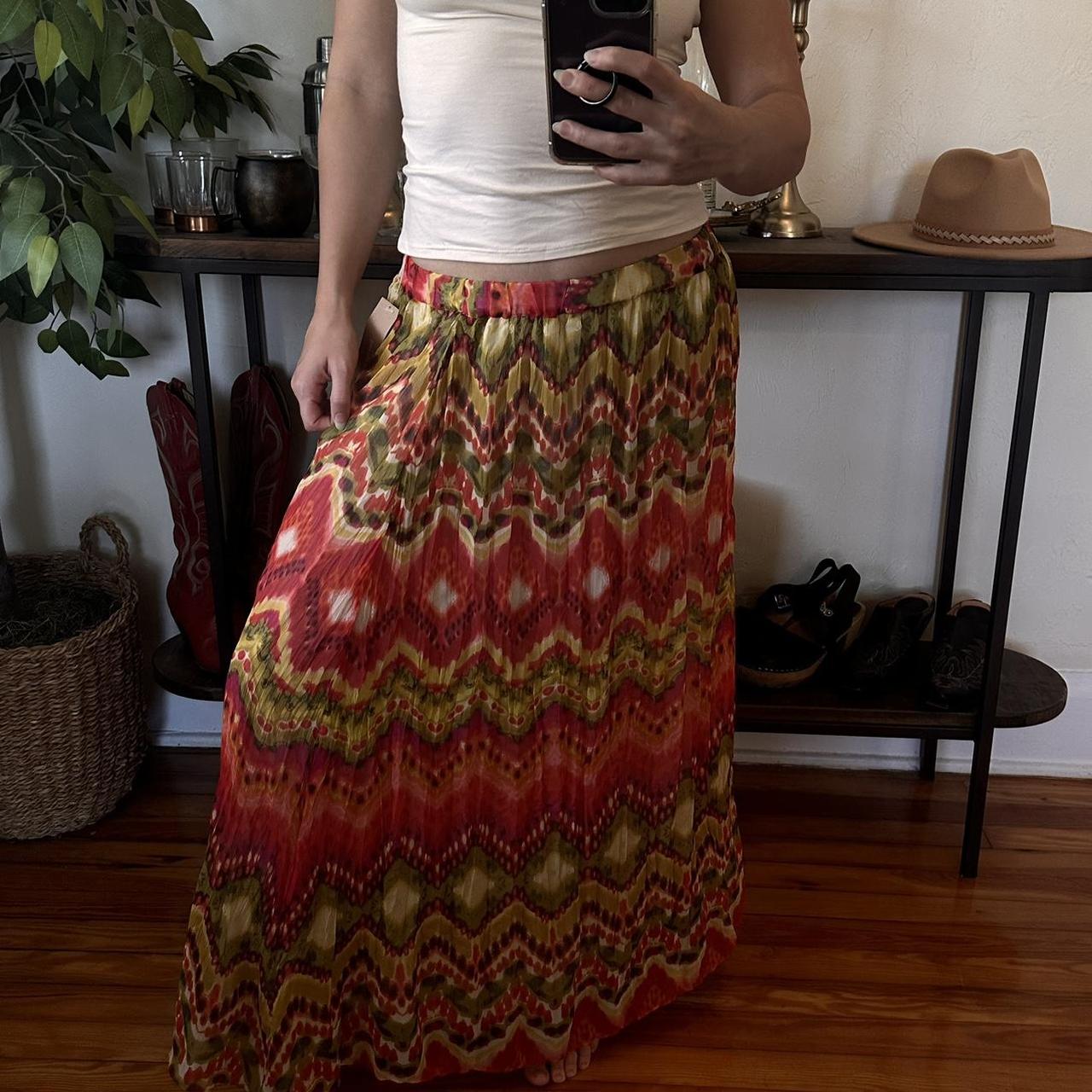 Beautiful abstract maxi skirt Stretchy waistband... - Depop