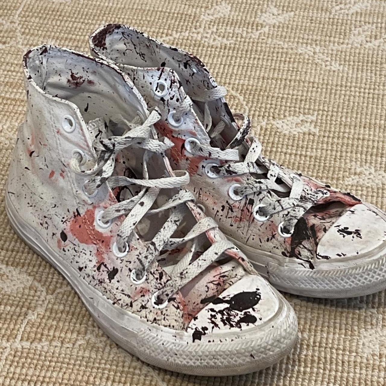 shoes with blood in them
