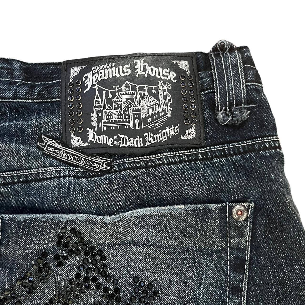 Vintage Y2K Rhinestone Design Akademiks Demim Jeans... - Depop