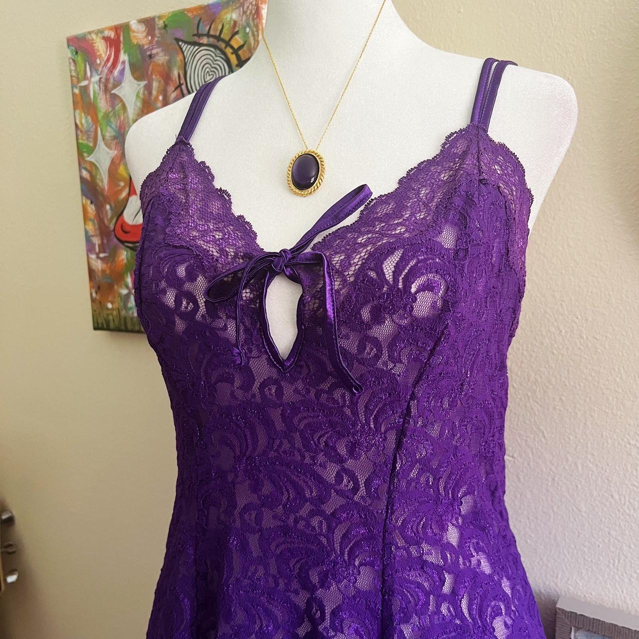 cute sheer purple lace lingerie dress by “delicates”... - Depop